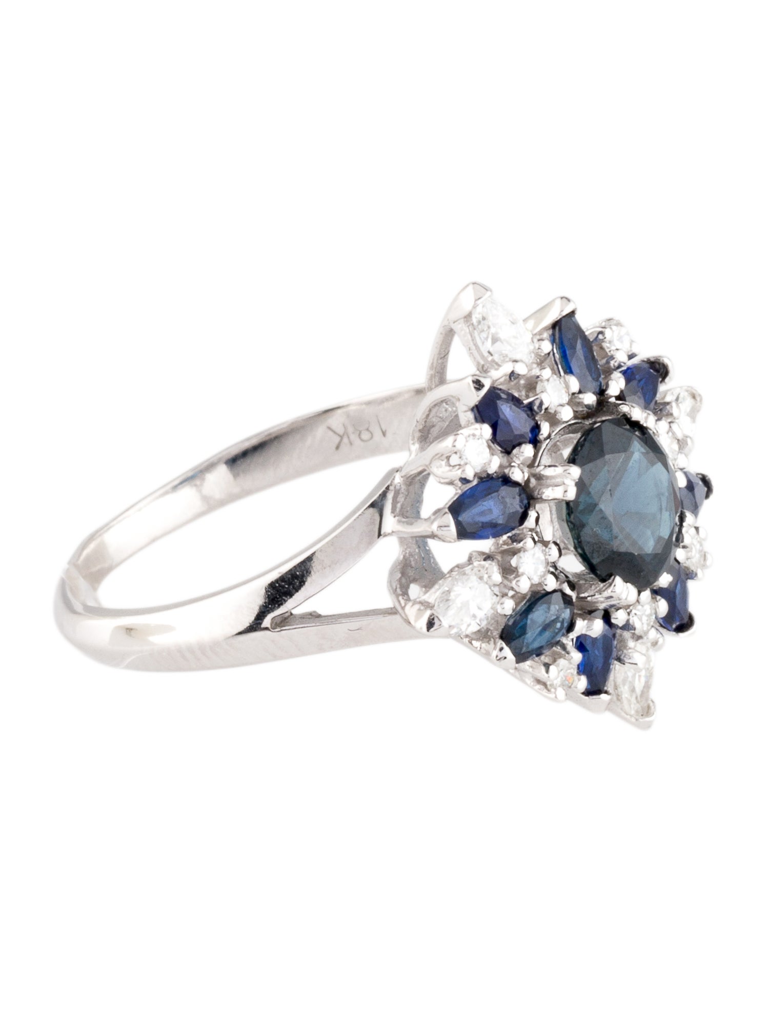 Ring 18K 1.35ct Sapphire & Diamond Cocktail