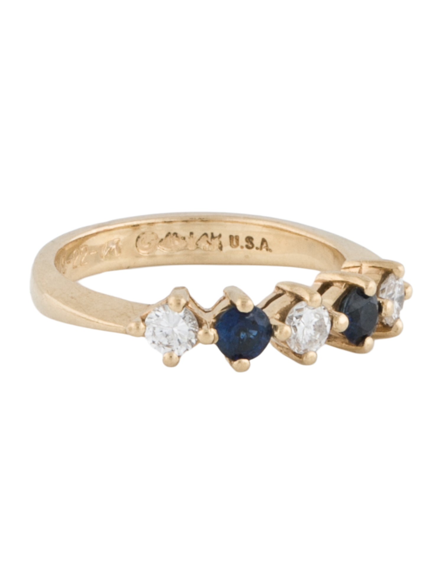 Ring 14K Diamond & Sapphire Wedding Band