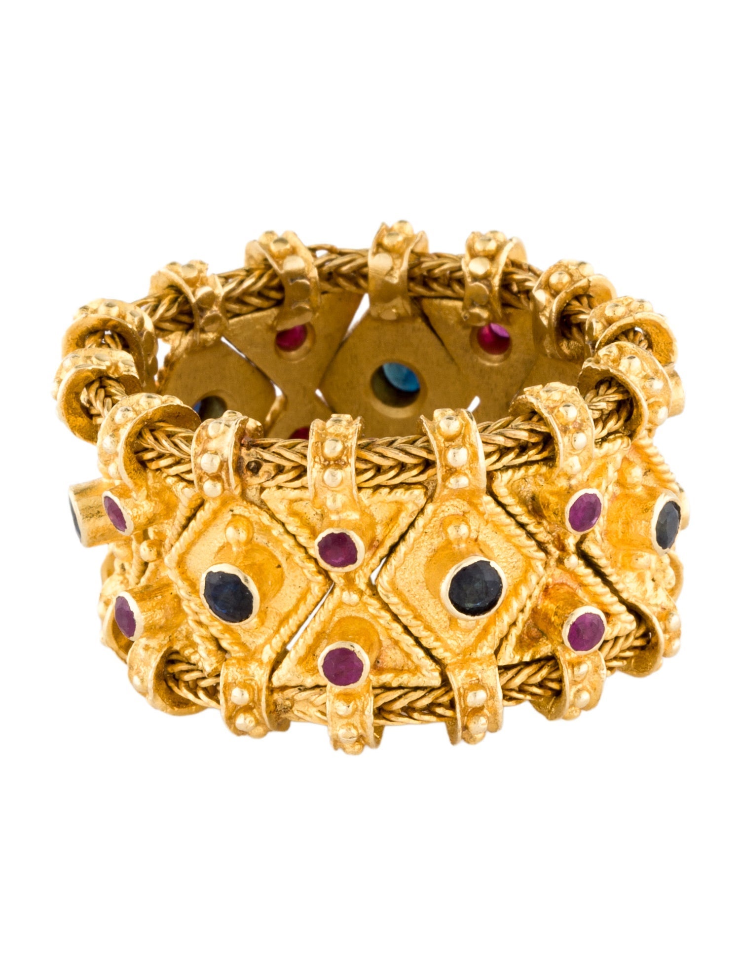 Ring 18K Sapphire & Ruby Flexible Cocktail