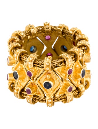 Ring 18K Sapphire & Ruby Flexible Cocktail Ring