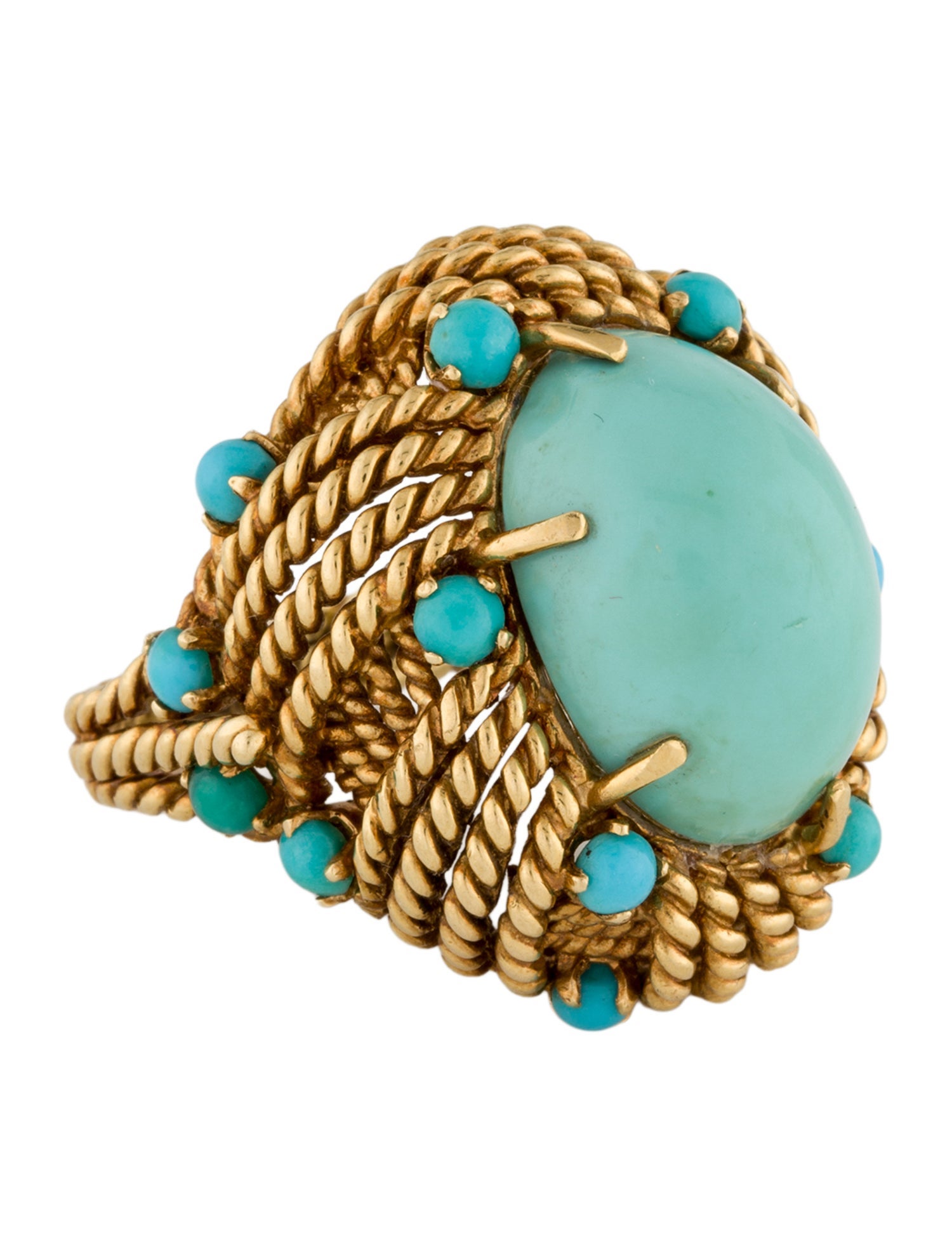 Ring 18K Turquoise Cocktail Ring