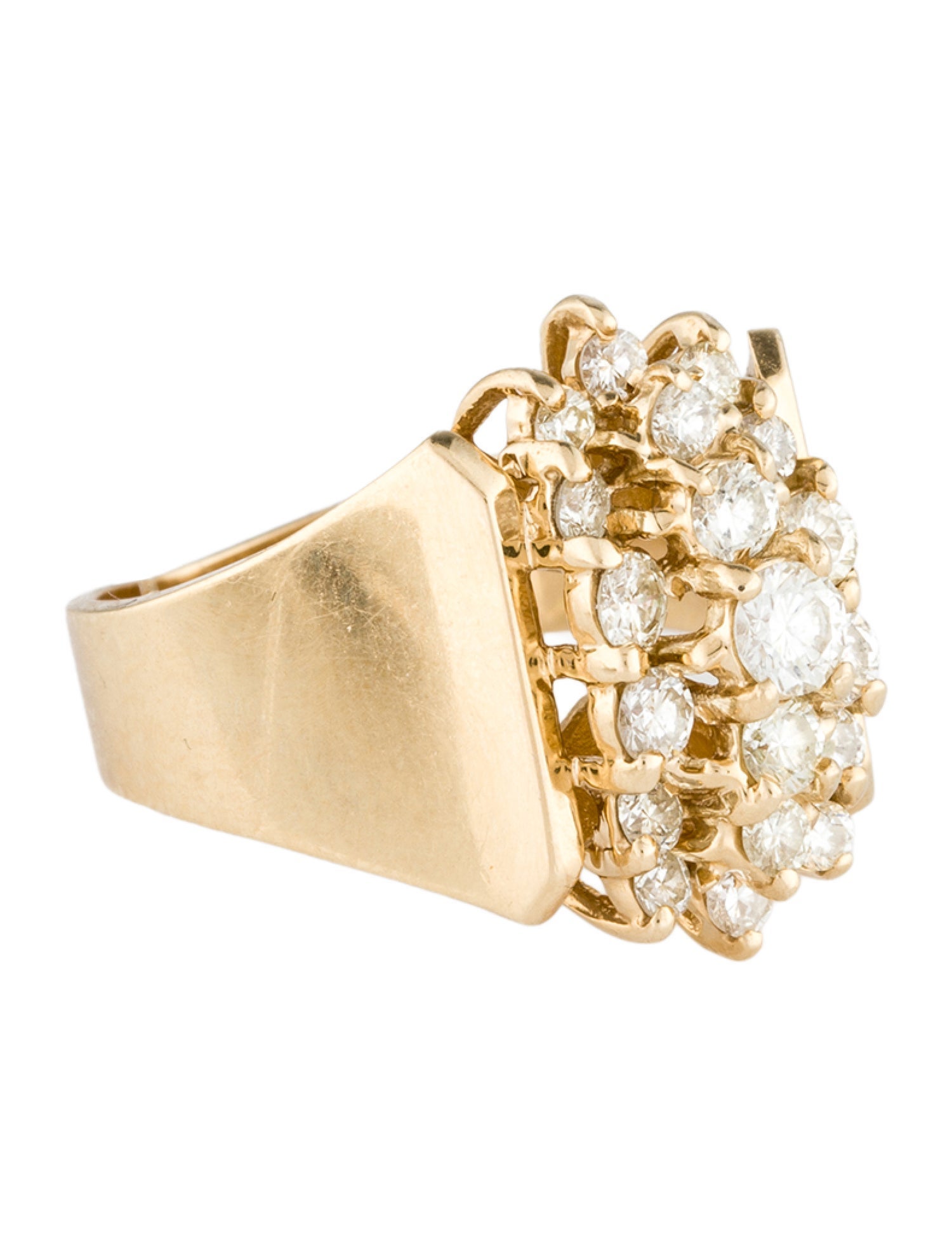 Ring 14K 1.01ctw Diamond Cluster Cocktail