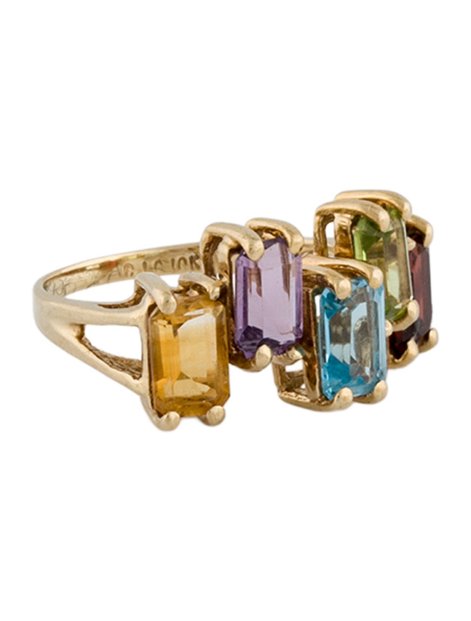 Ring 10K Multistone Staggered Cocktail