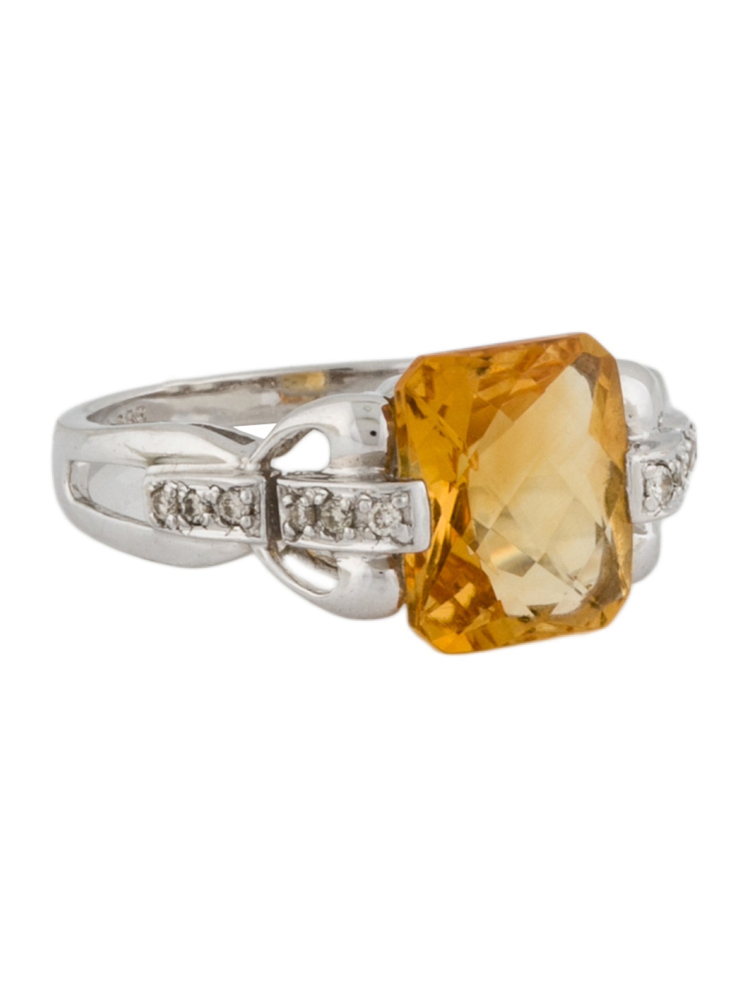 Ring 14K Citrine & Diamond Cocktail
