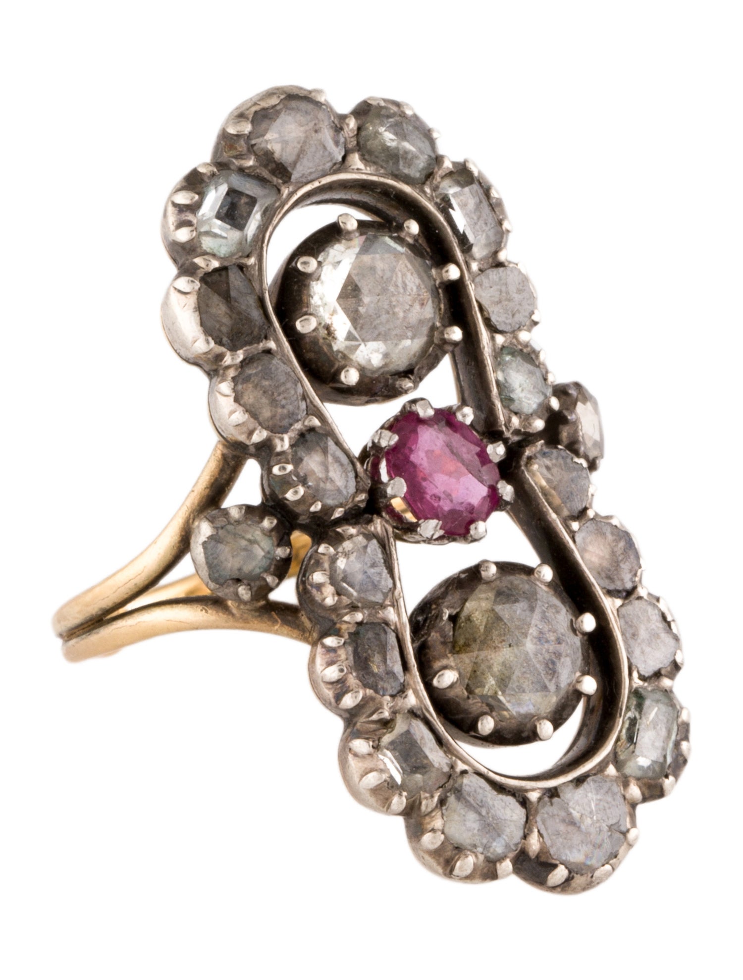 Ring Antique Ruby & Diamond Cocktail