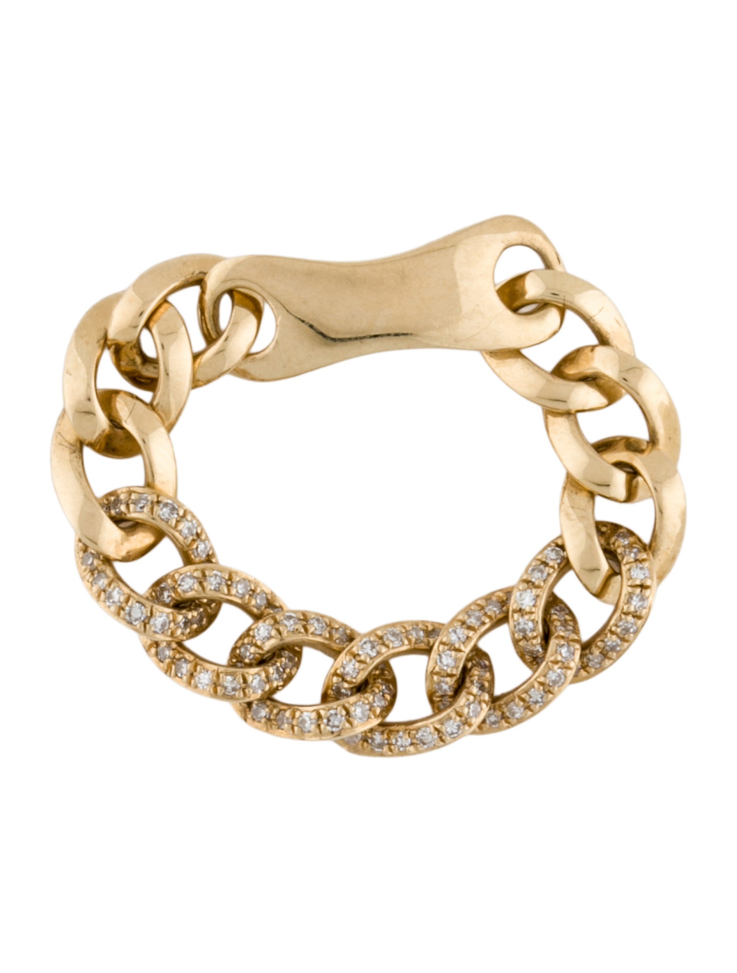 Ring 14K Diamond Curb Chain Link