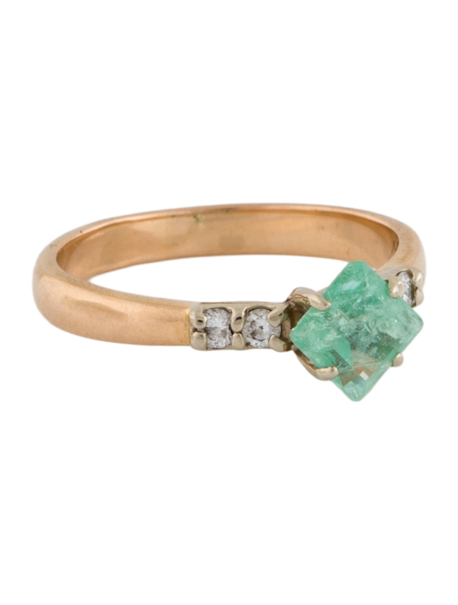 Ring 14K Emerald & Diamond Cocktail
