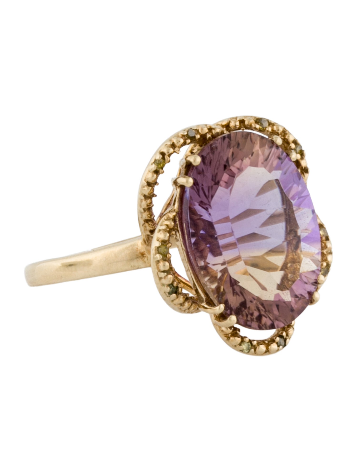Ring 10K Ametrine & Diamond Cocktail