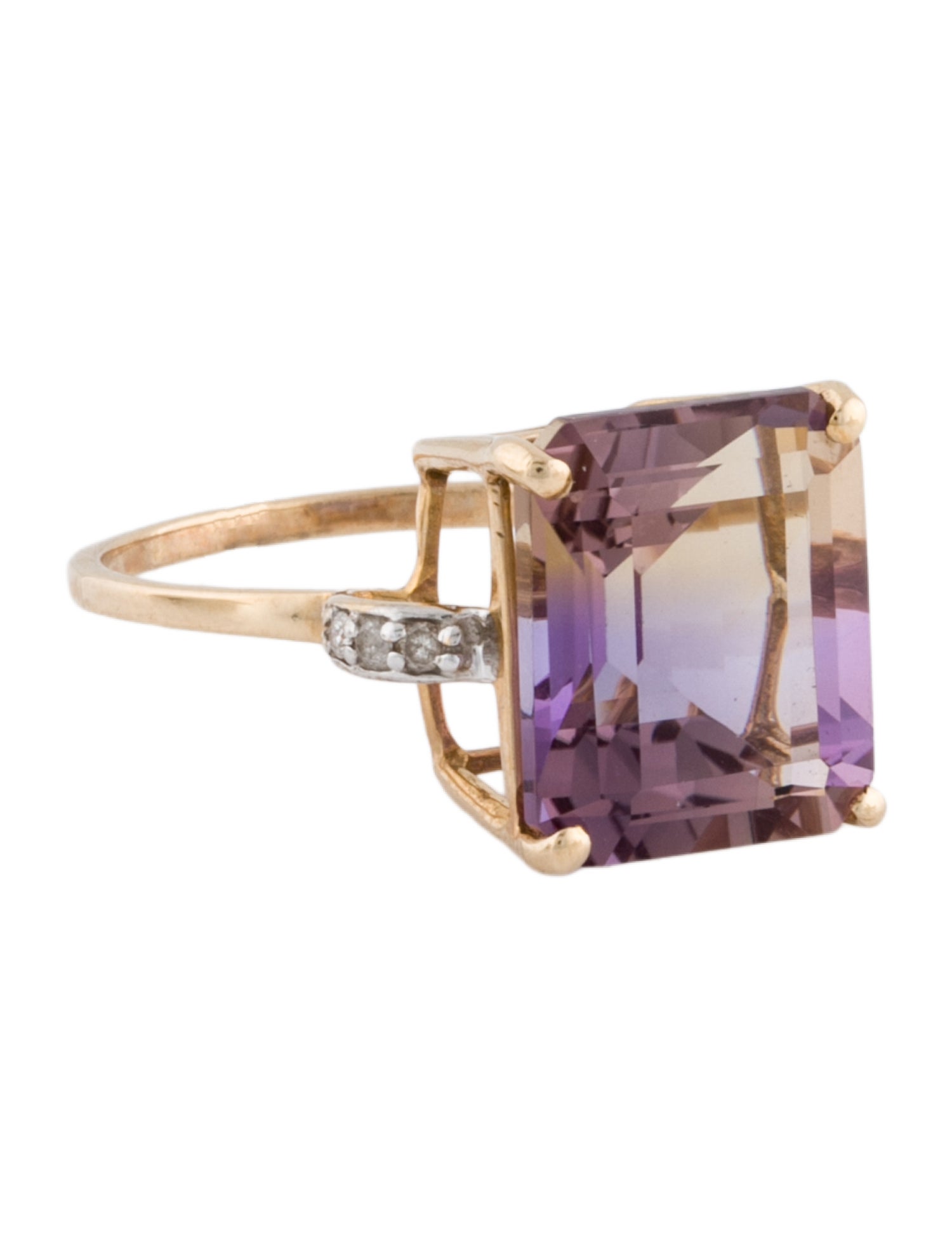 Ring 10K Ametrine & Diamond Cocktail