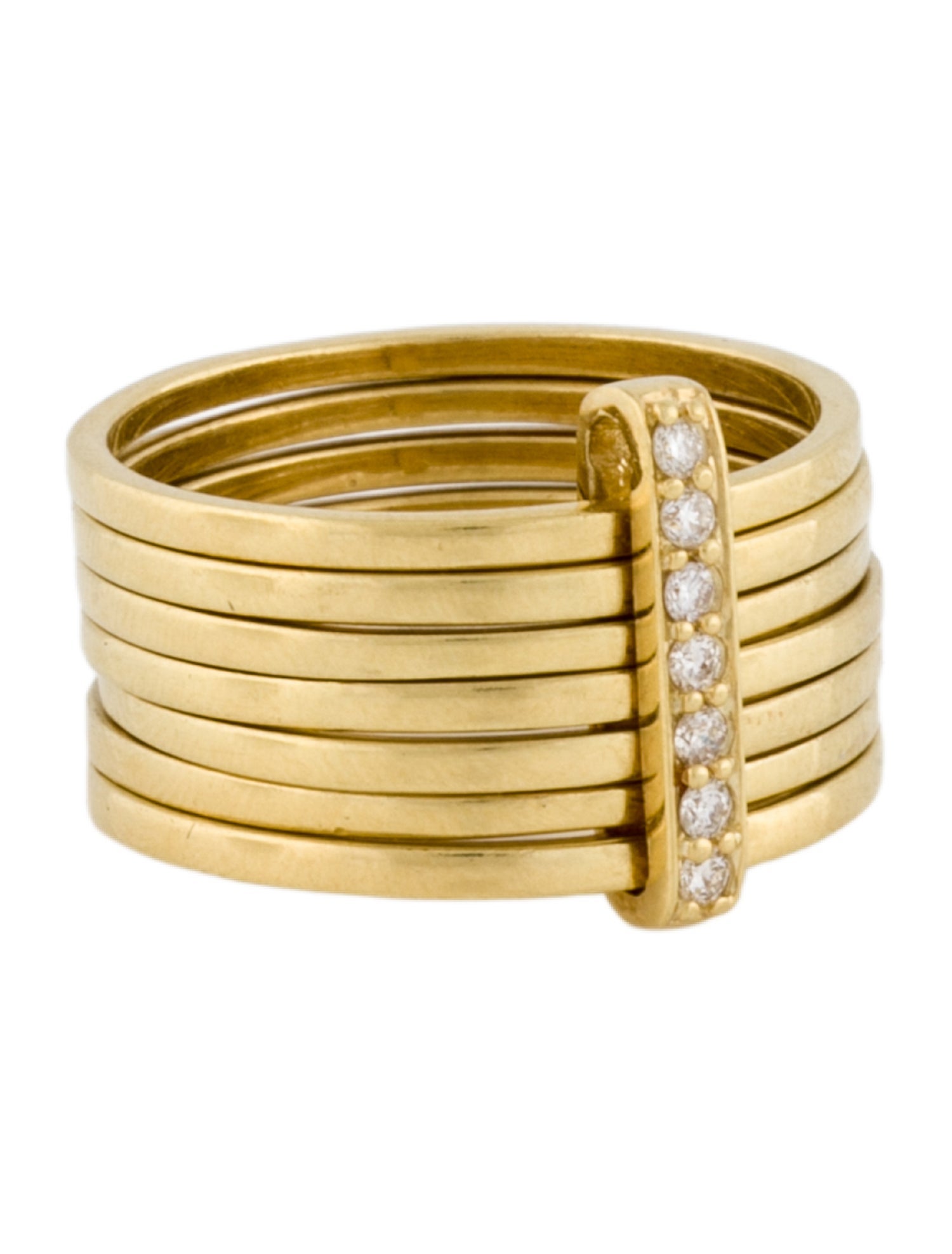Ring 18K Diamond Bar Stacked Band