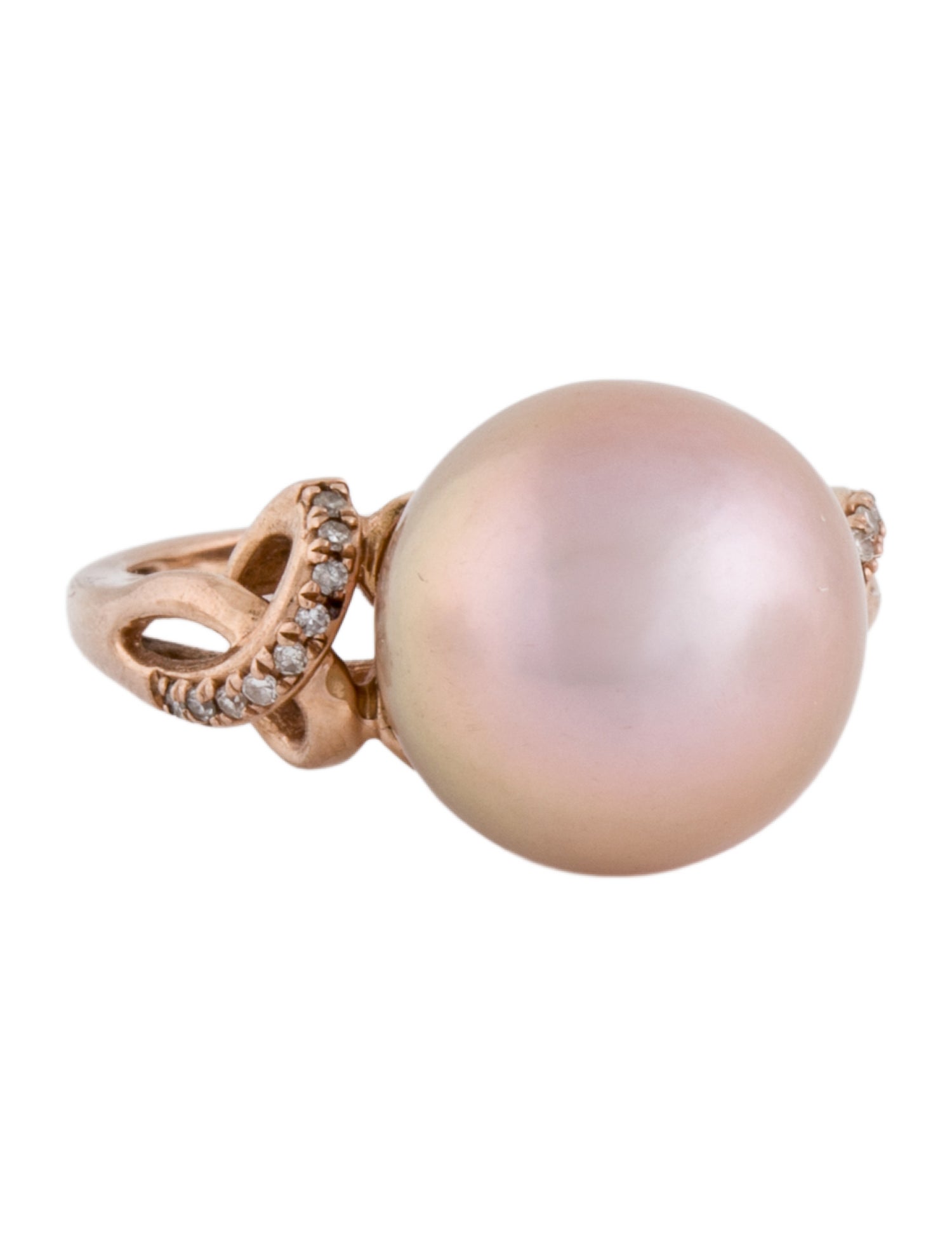 Ring 14K Pearl & Diamond Cocktail