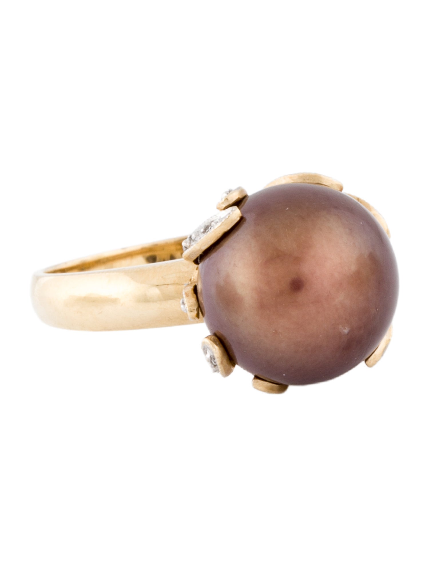 Ring 14K Dyed Cultured Pearl & Diamond Cocktail