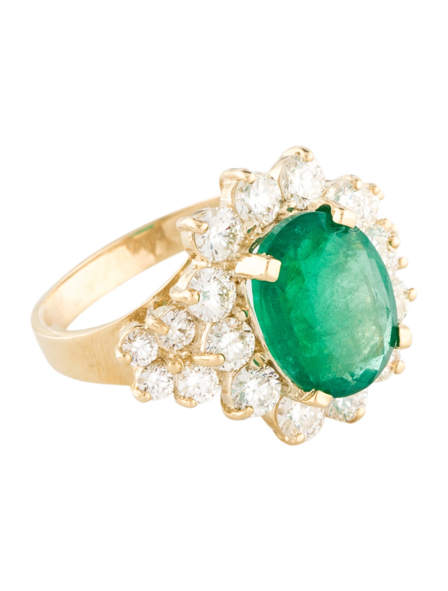 Ring 14K 3.14ct Emerald & Diamond Cocktail