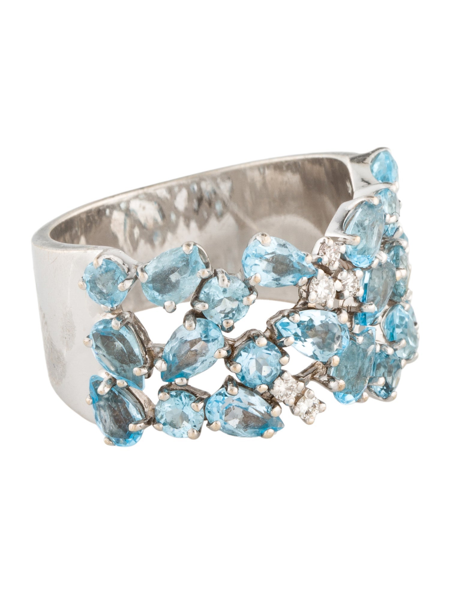 Ring 18K Topaz & Diamond Wide Band