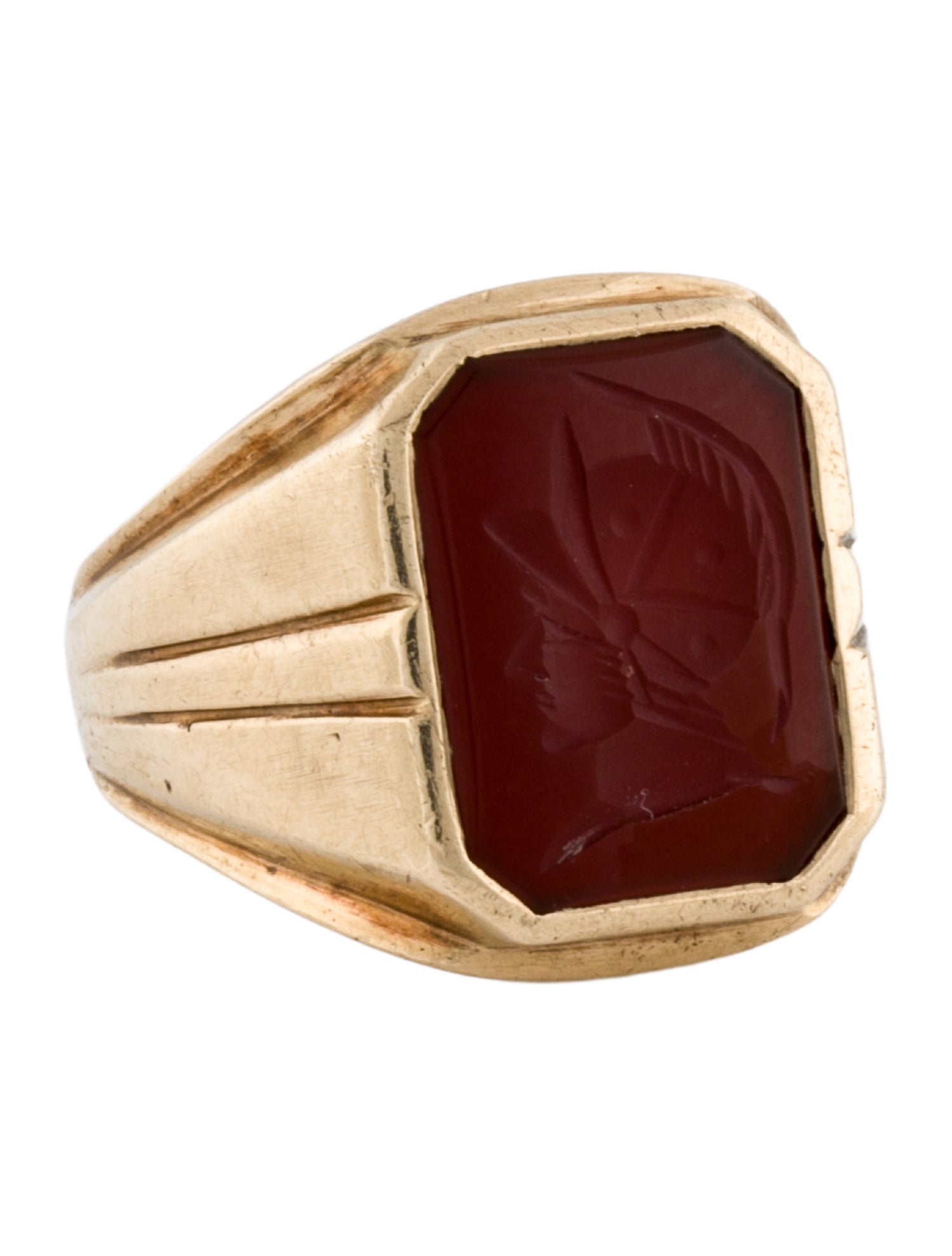 Ring 10K Carnelian Carved Signet