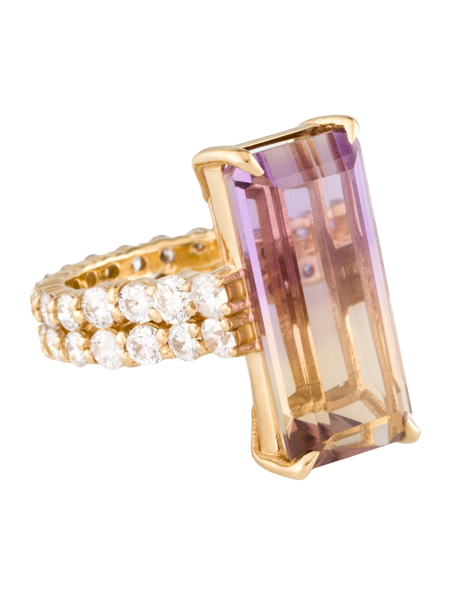 Ring 18K 12.84ct Ametrine & 3.57ctw Diamond Cocktail