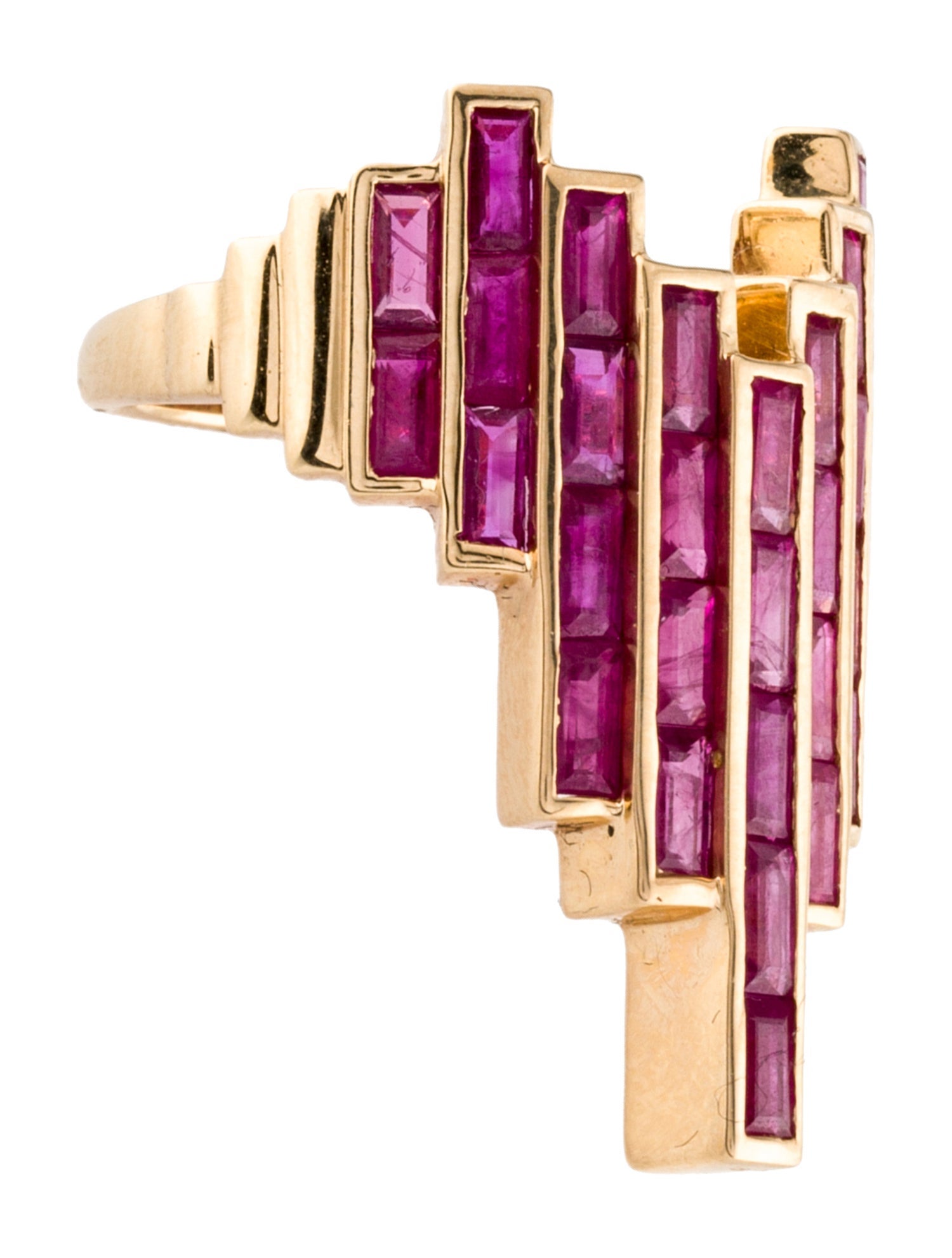 Ring 18K 4.28 Ruby Geometric Cocktail Ring