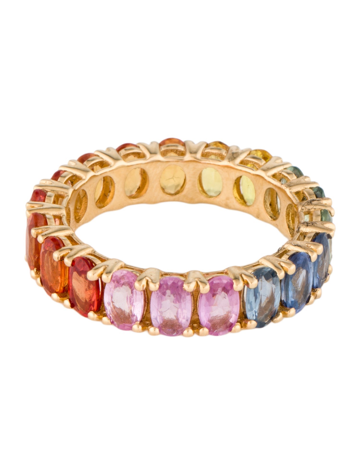 Ring 18K 5.76ctw Sapphire Rainbow Eternity Band
