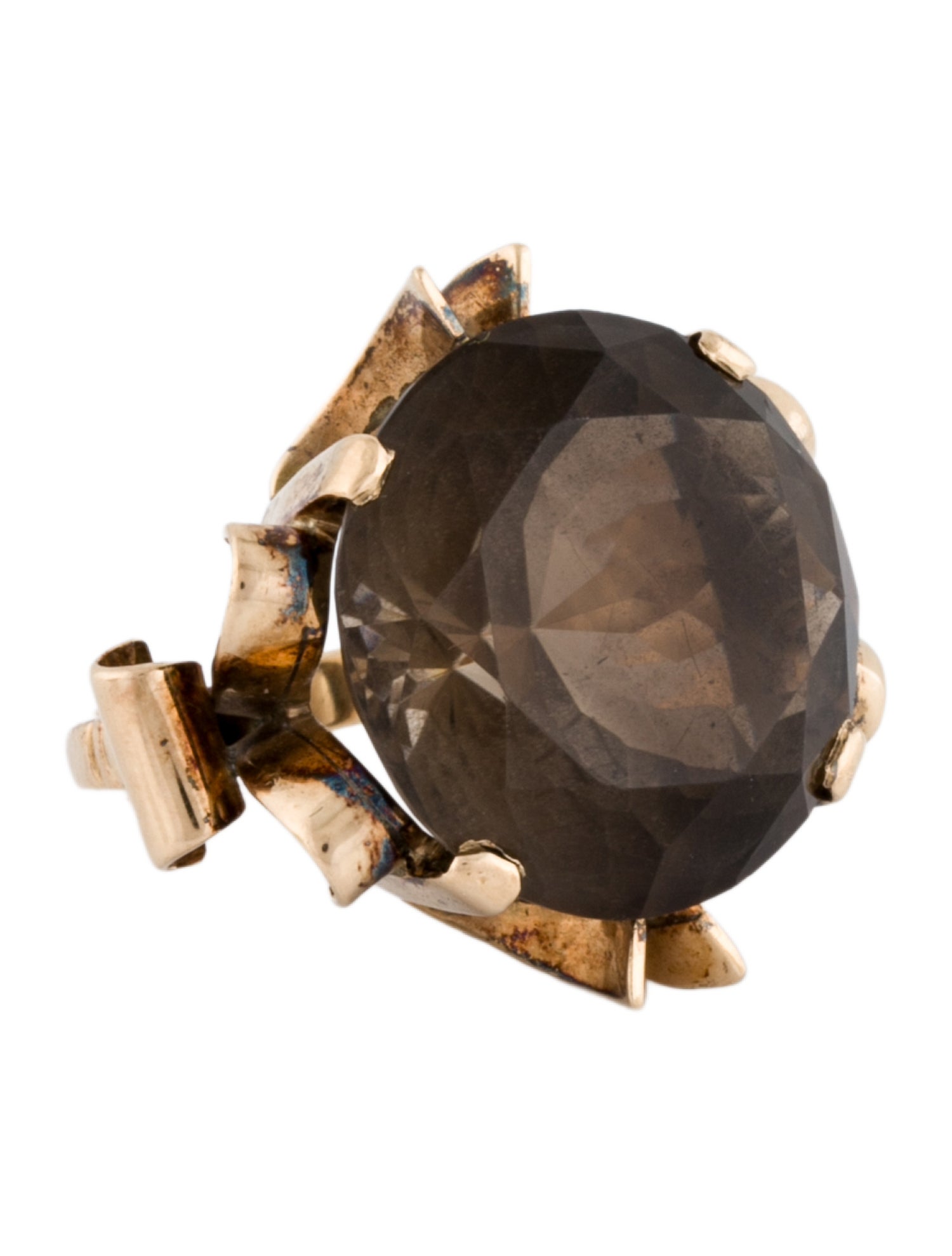 Ring 14K 21.80ct Smoky Quartz Cocktail