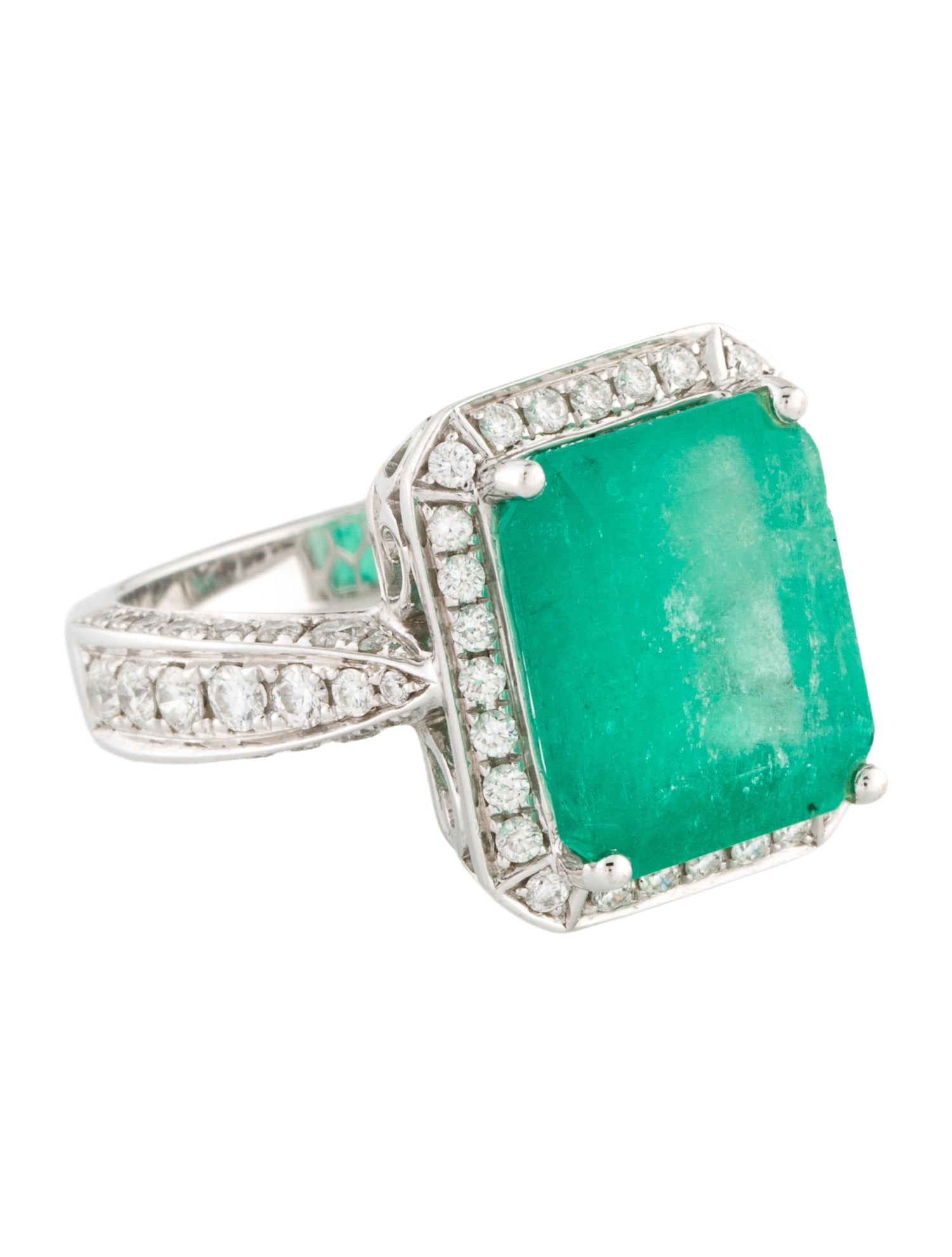 Ring 18K 6.18ctw Emerald & Diamond Cocktail Ring