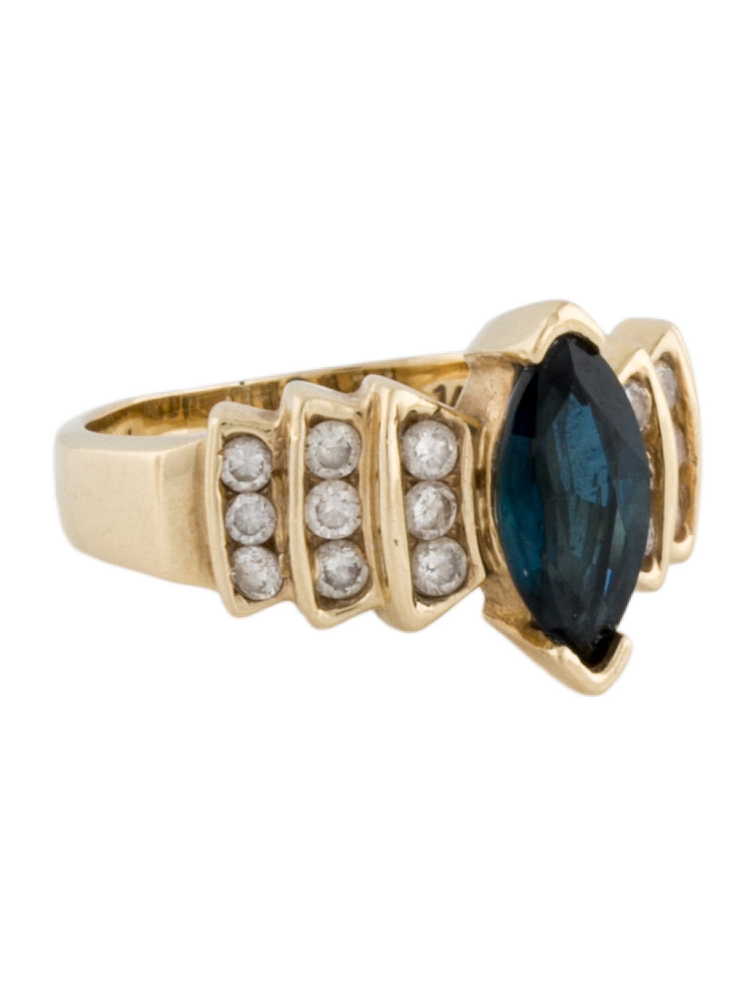 Ring 14K Sapphire & Diamond Cocktail