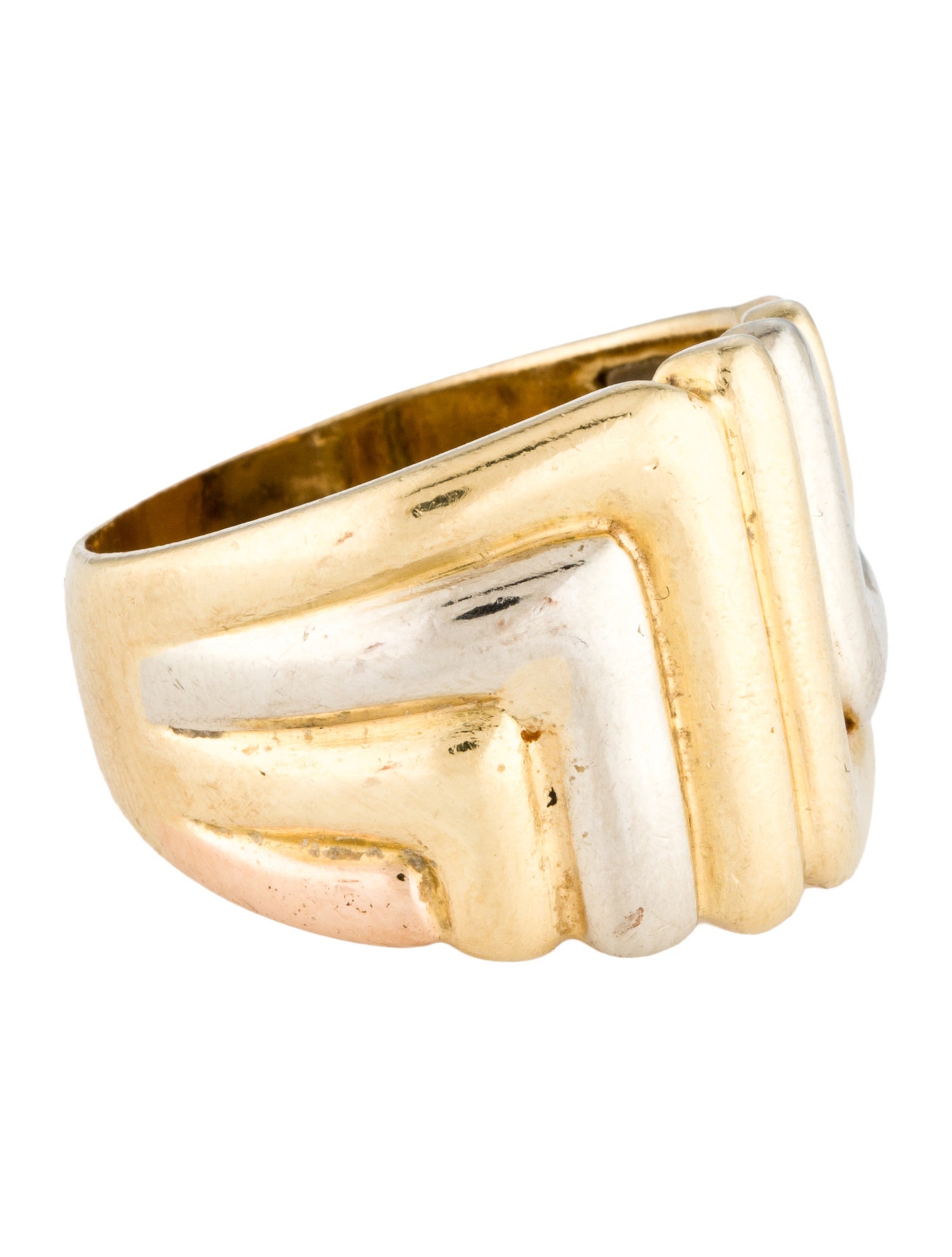 Ring 18K Two-Tone Ribbed Band