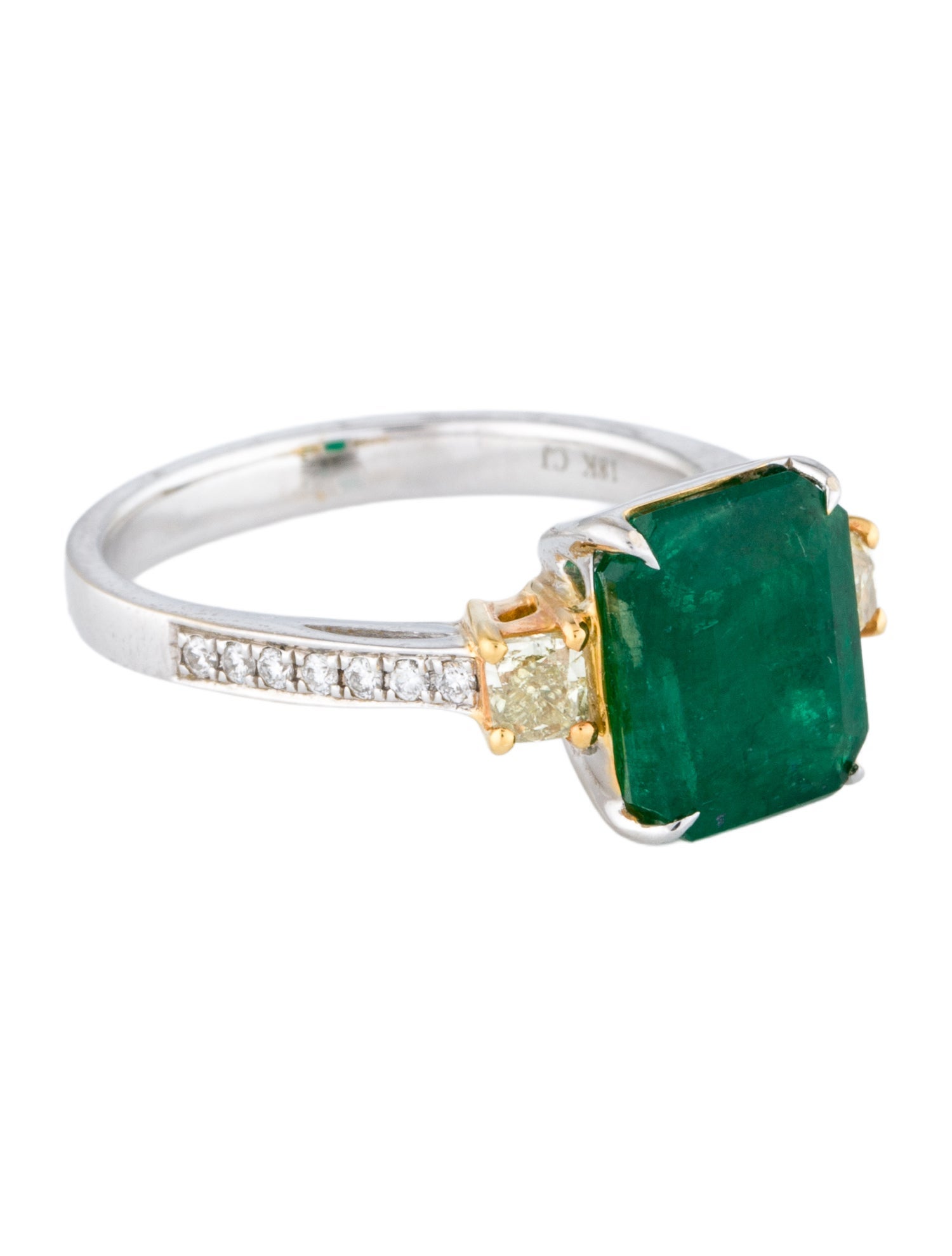 Ring 18K 3.46ct Emerald & Diamond Cocktail Ring