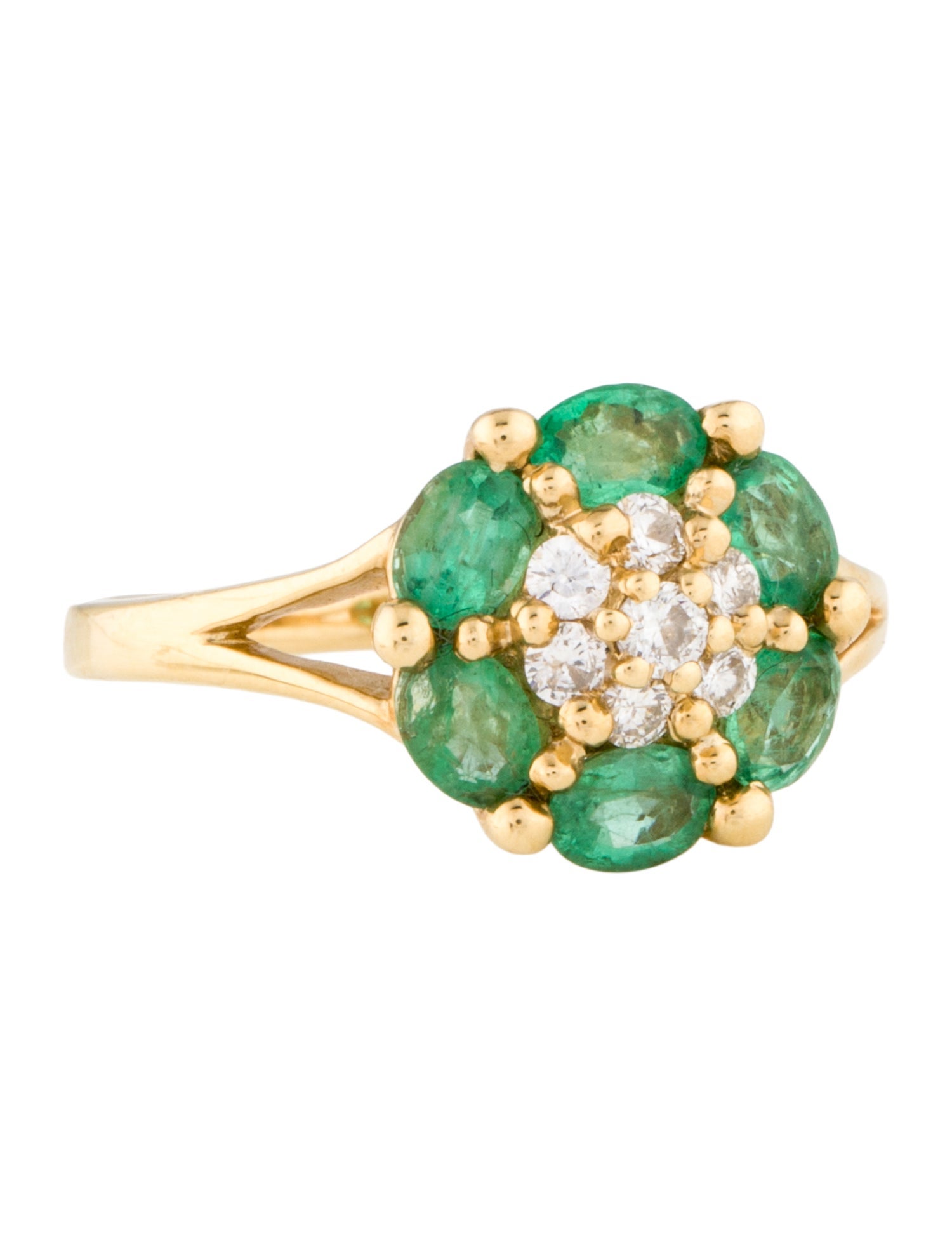 Ring 18K Emerald & Diamond Cocktail