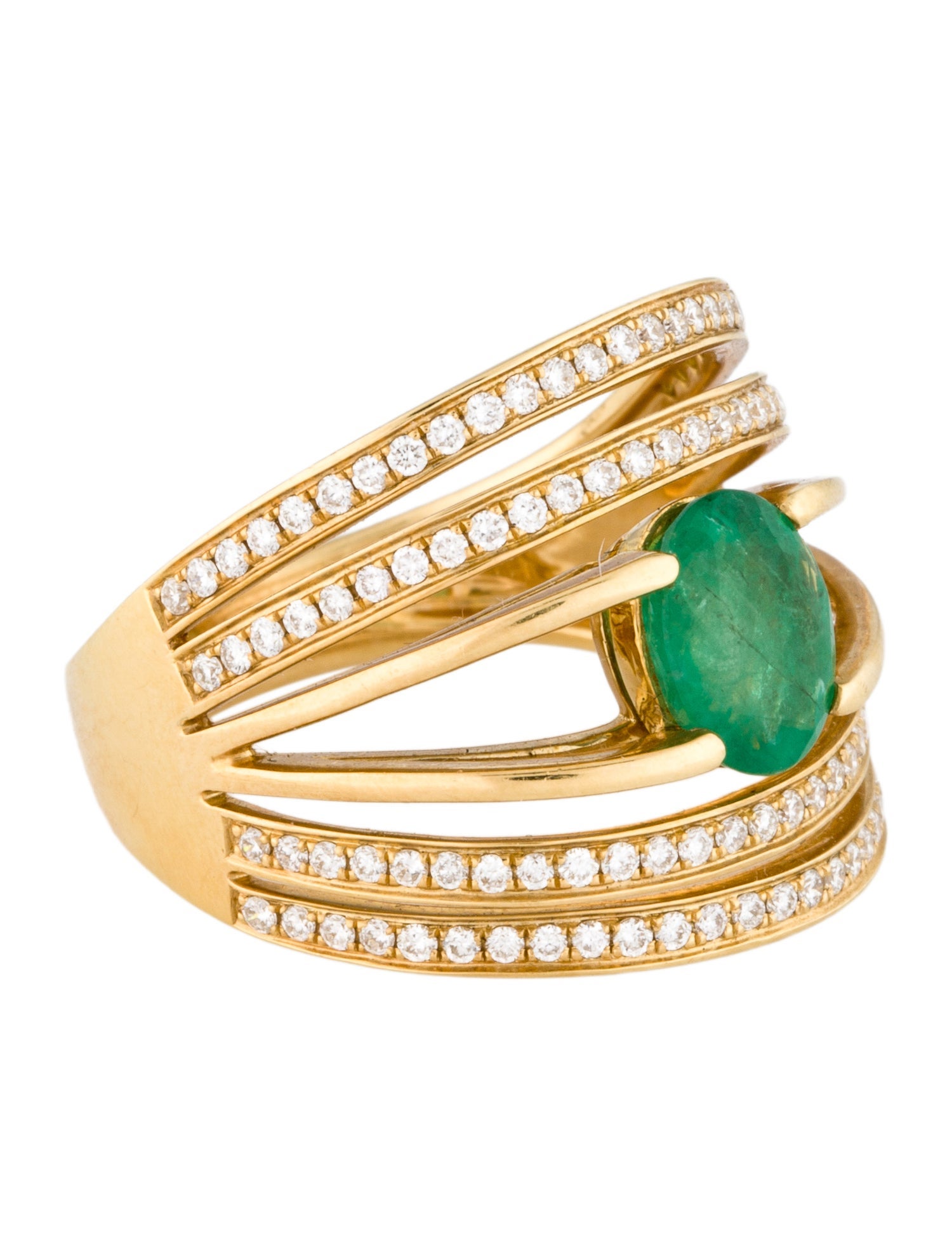 Ring 18K 1.05ct Emerald & Diamond Cocktail Ring