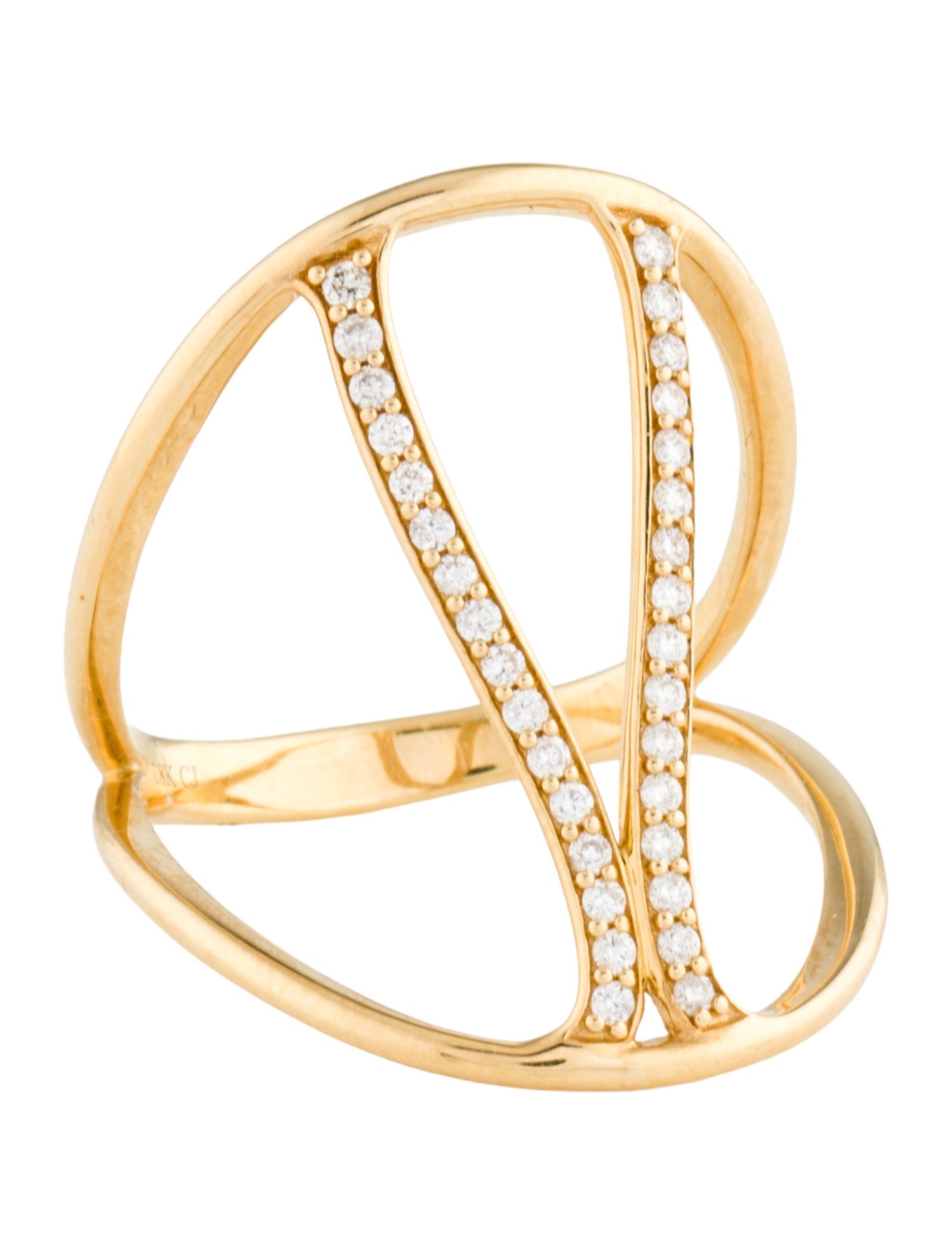 Ring 18K Diamond Wide Cocktail