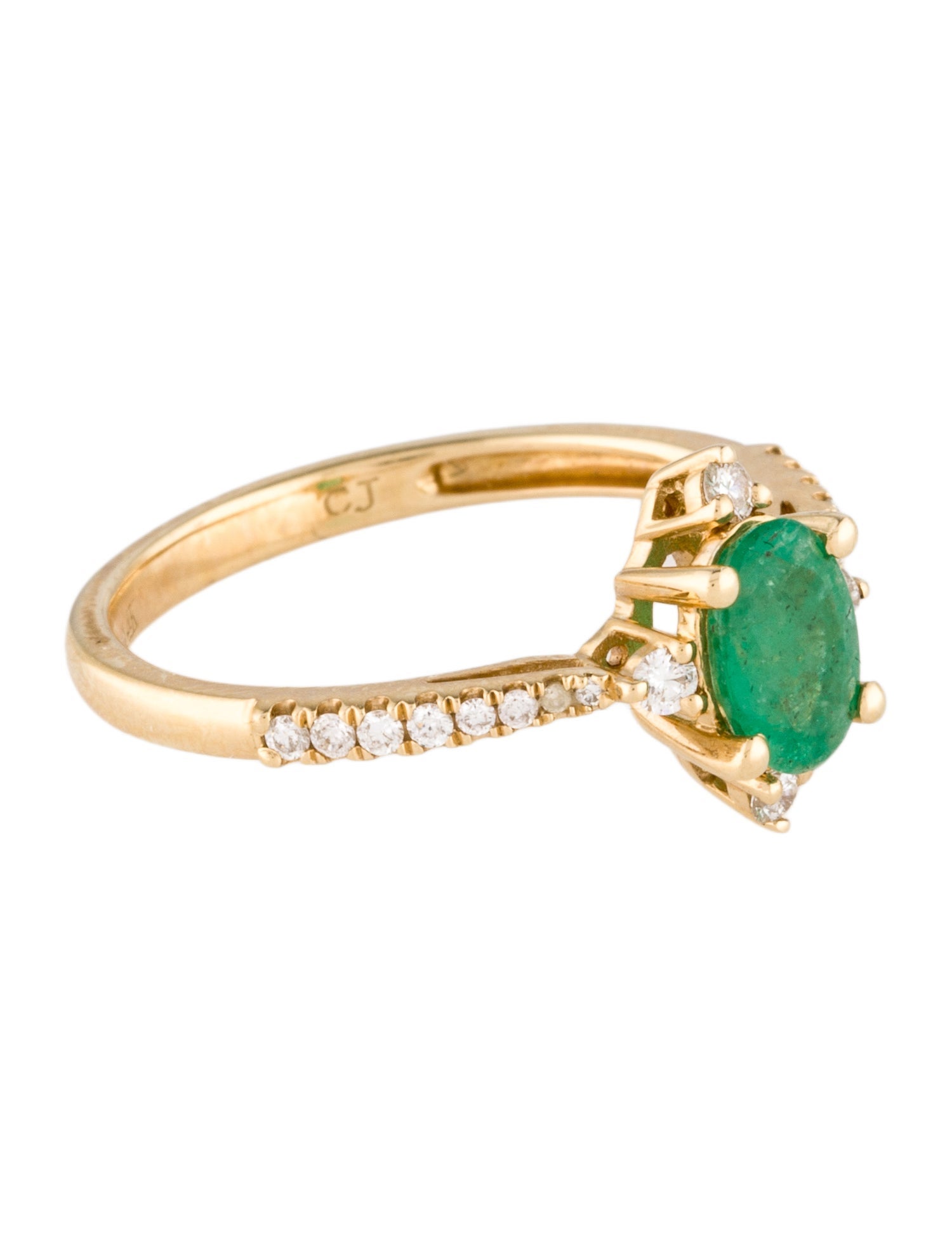 Ring 14K Emerald & Diamond Cocktail Ring