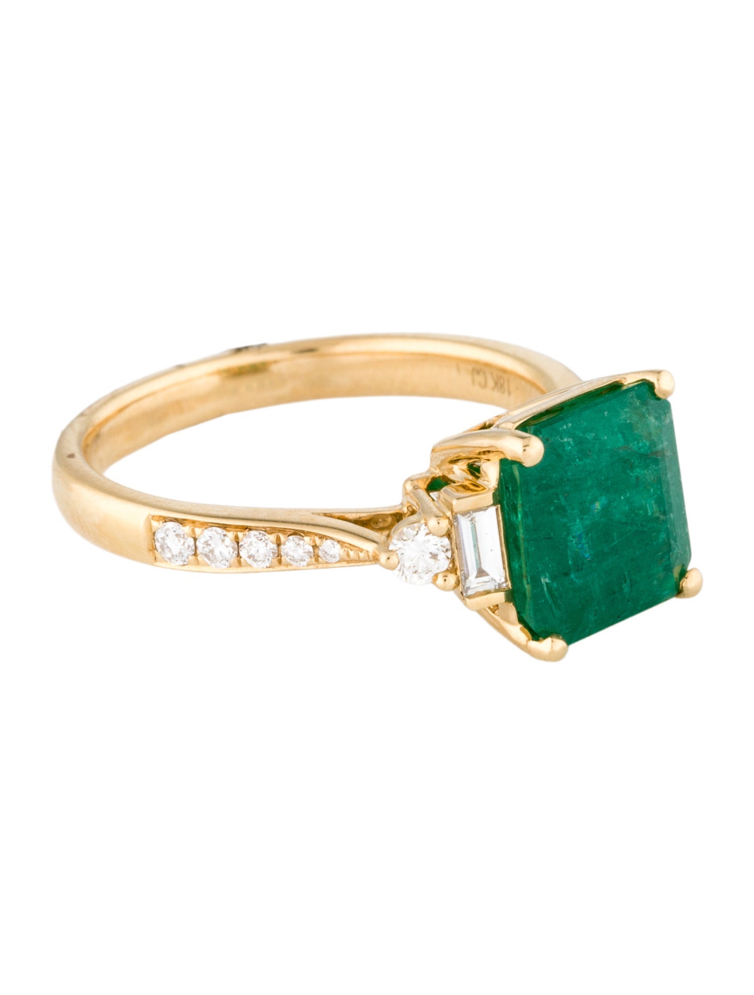 Ring 18K Emerald & Diamond Cocktail Ring