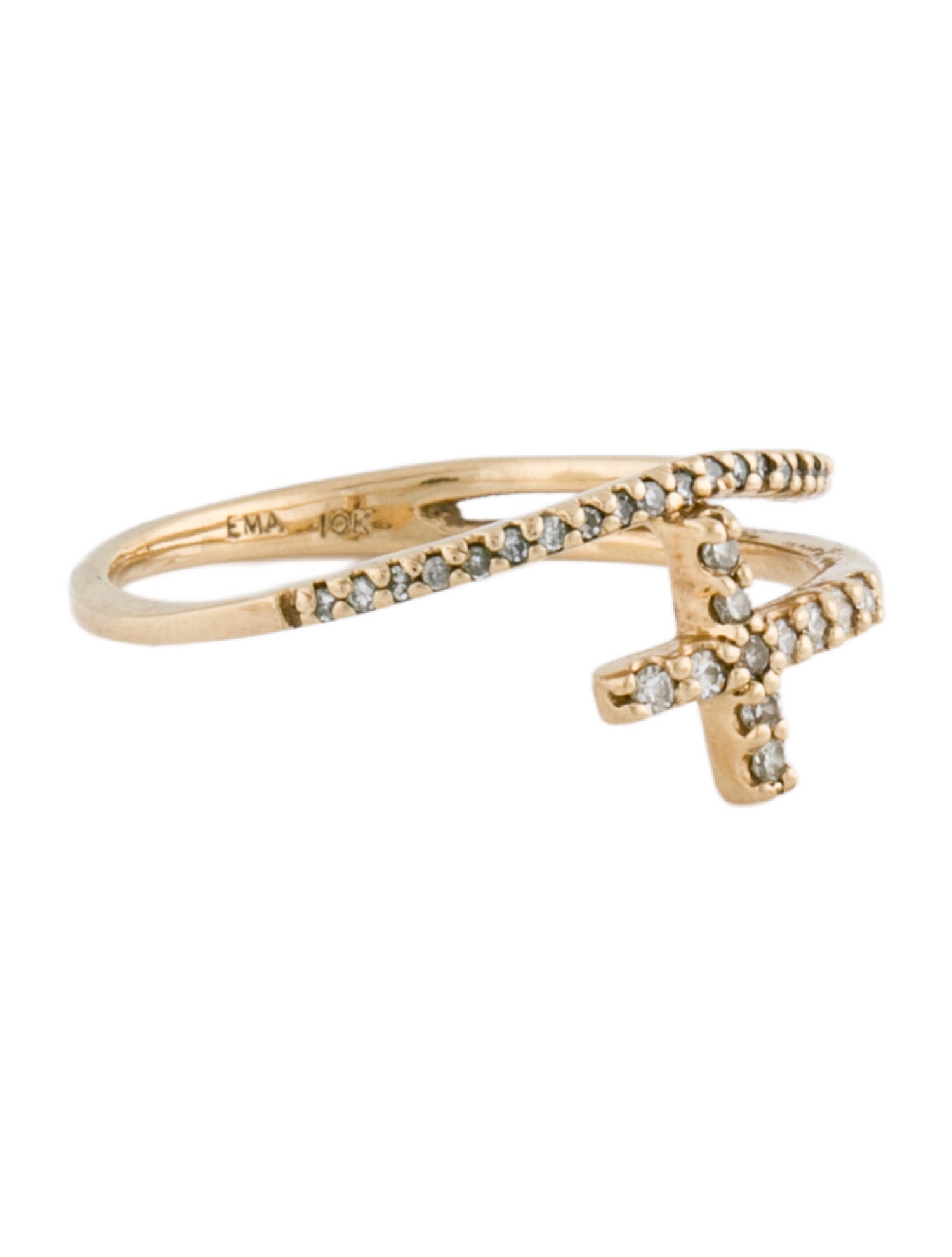 Ring 10K Diamond Cross Band