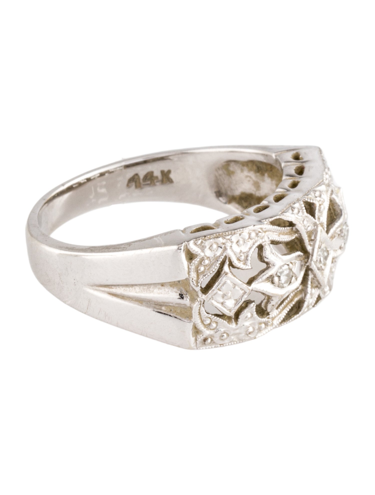 Ring 14K Diamond Filigree Band