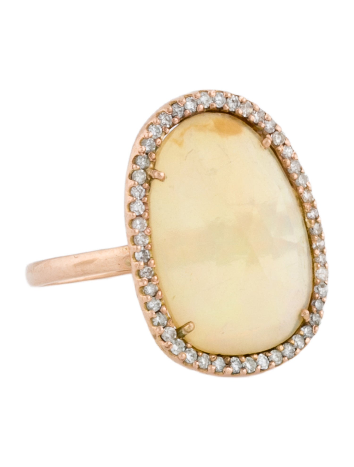 Ring 14K Opal & Diamond Cocktail