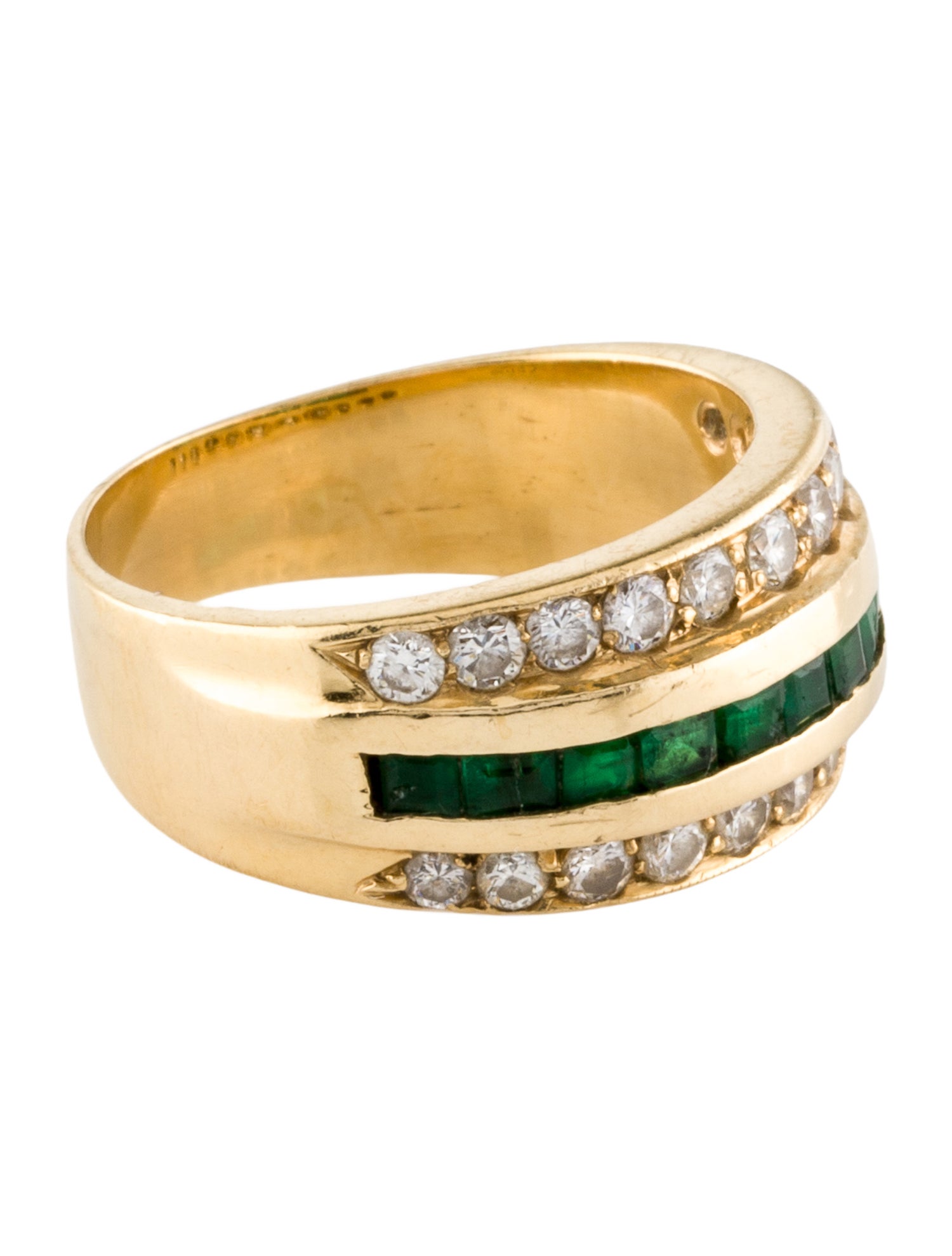 Ring 18K Emerald & Diamond Wide Band