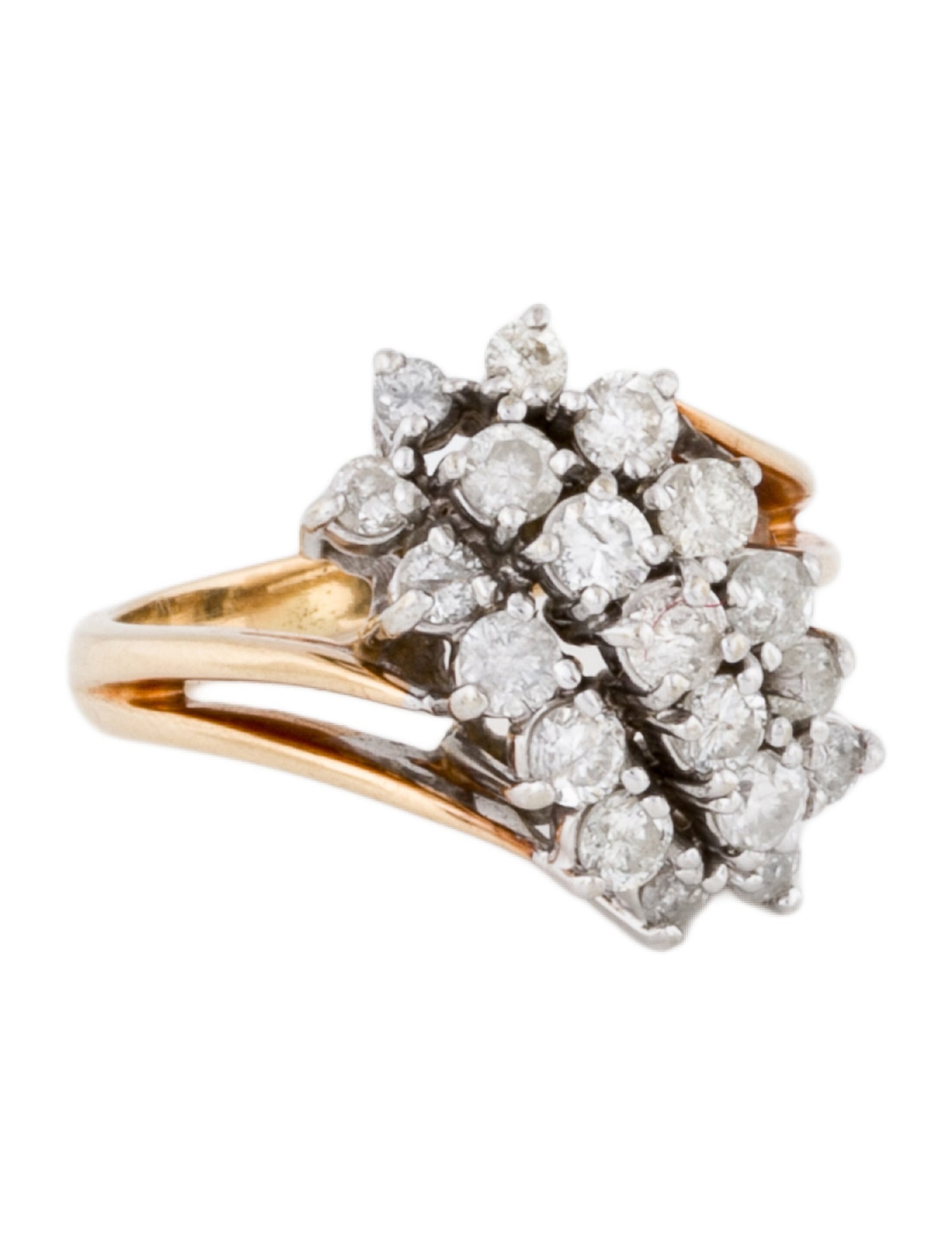 Ring 10K 1.04ctw Diamond Cocktail