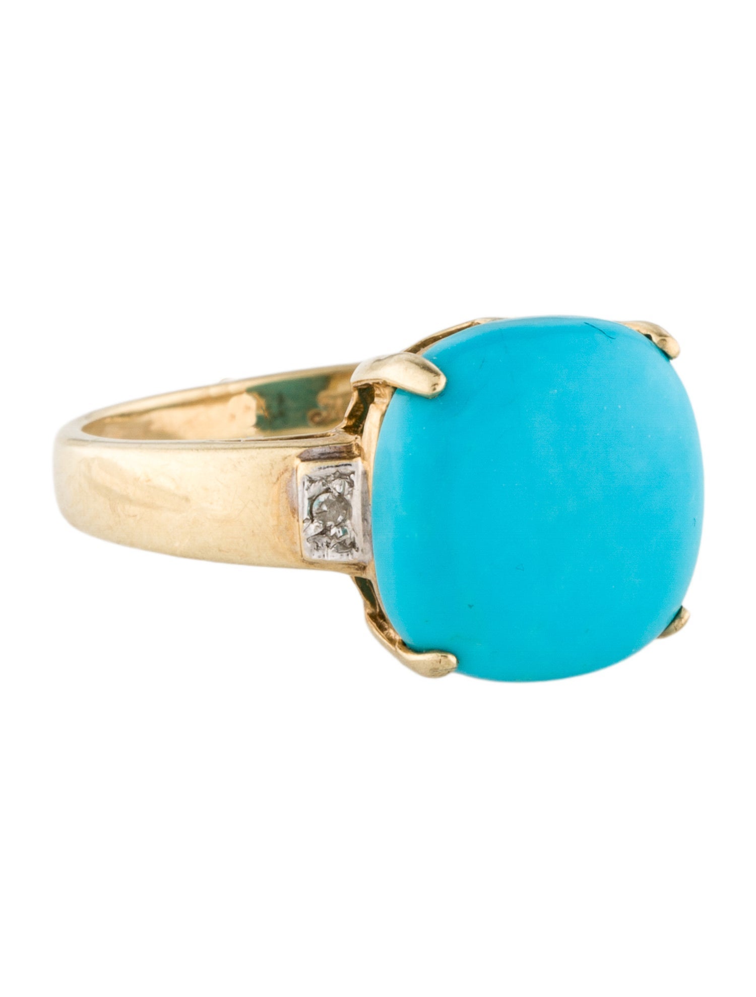 Ring 10K 4.60ct Turquoise & Diamond Cocktail