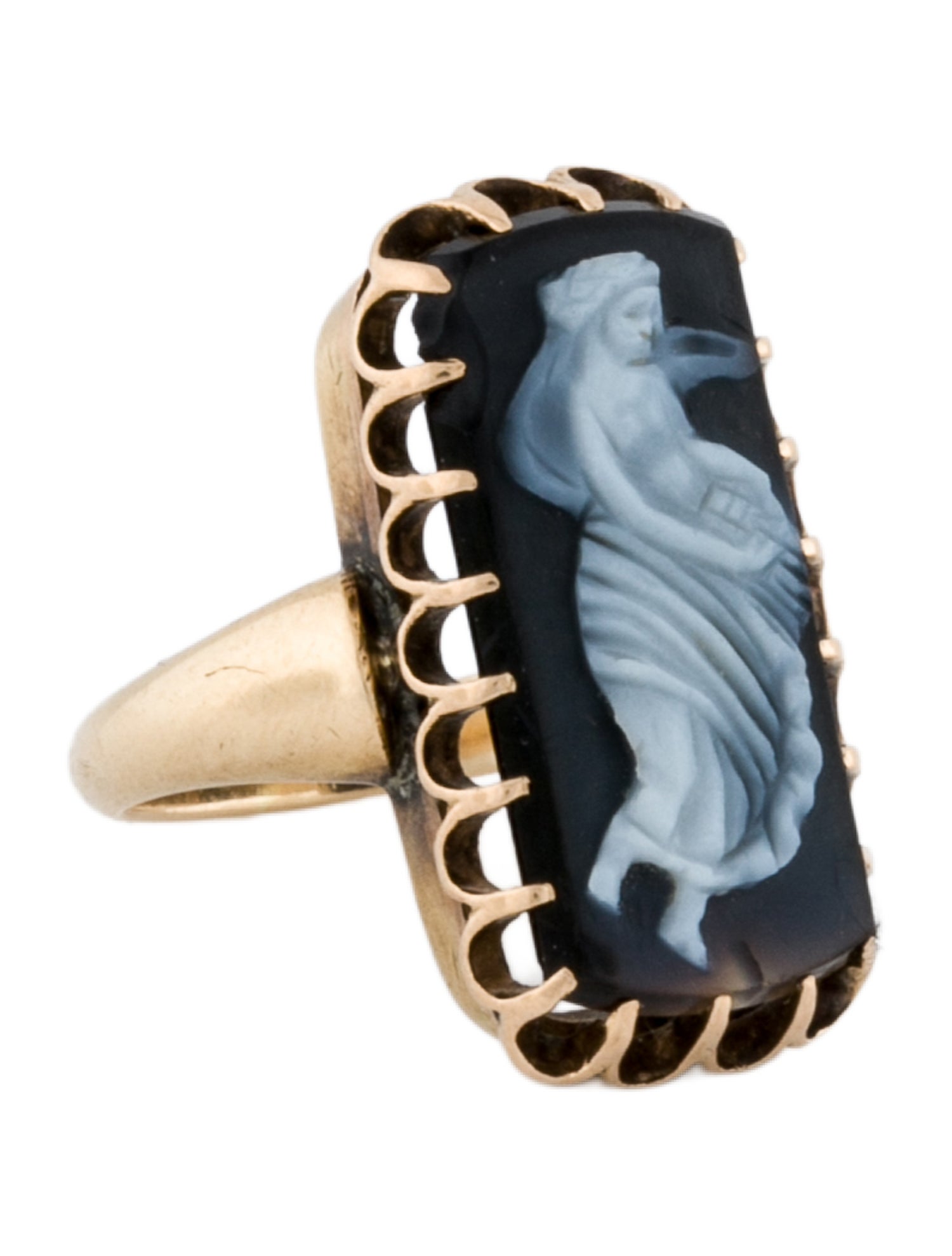 Ring 14K Onyx Cameo Cocktail