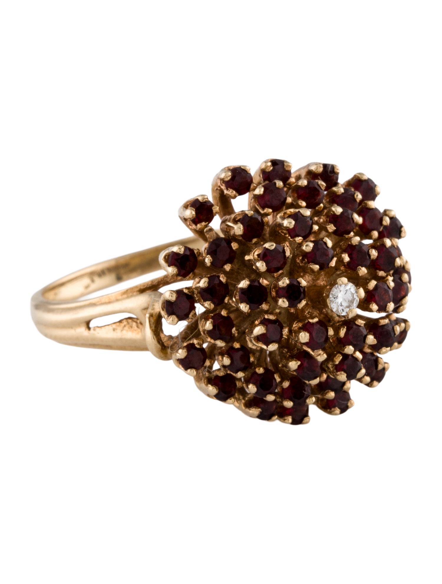 Ring 14K Garnet & Diamond Cocktail