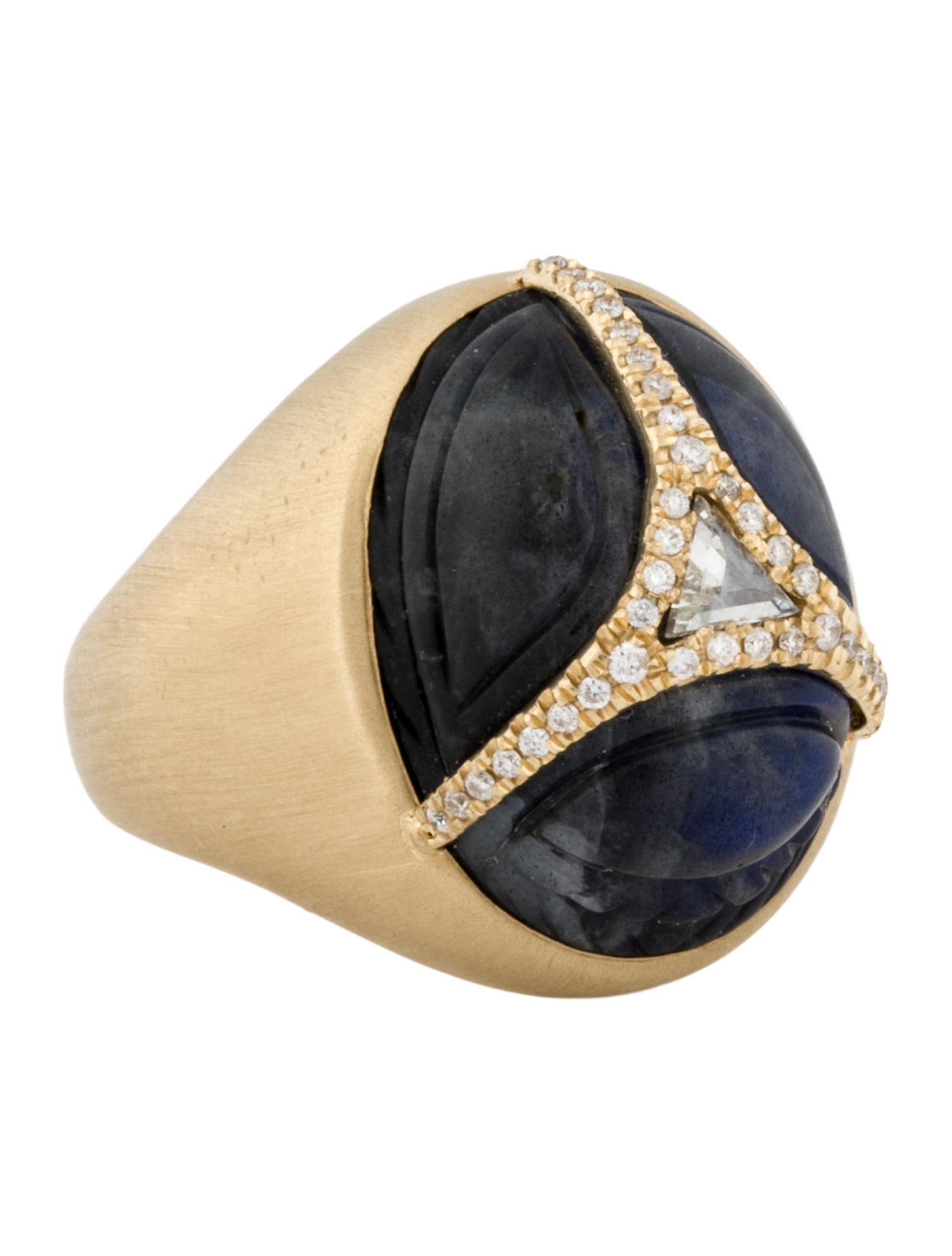 Ring 14K Labradorite & Diamond Scarab Cocktail