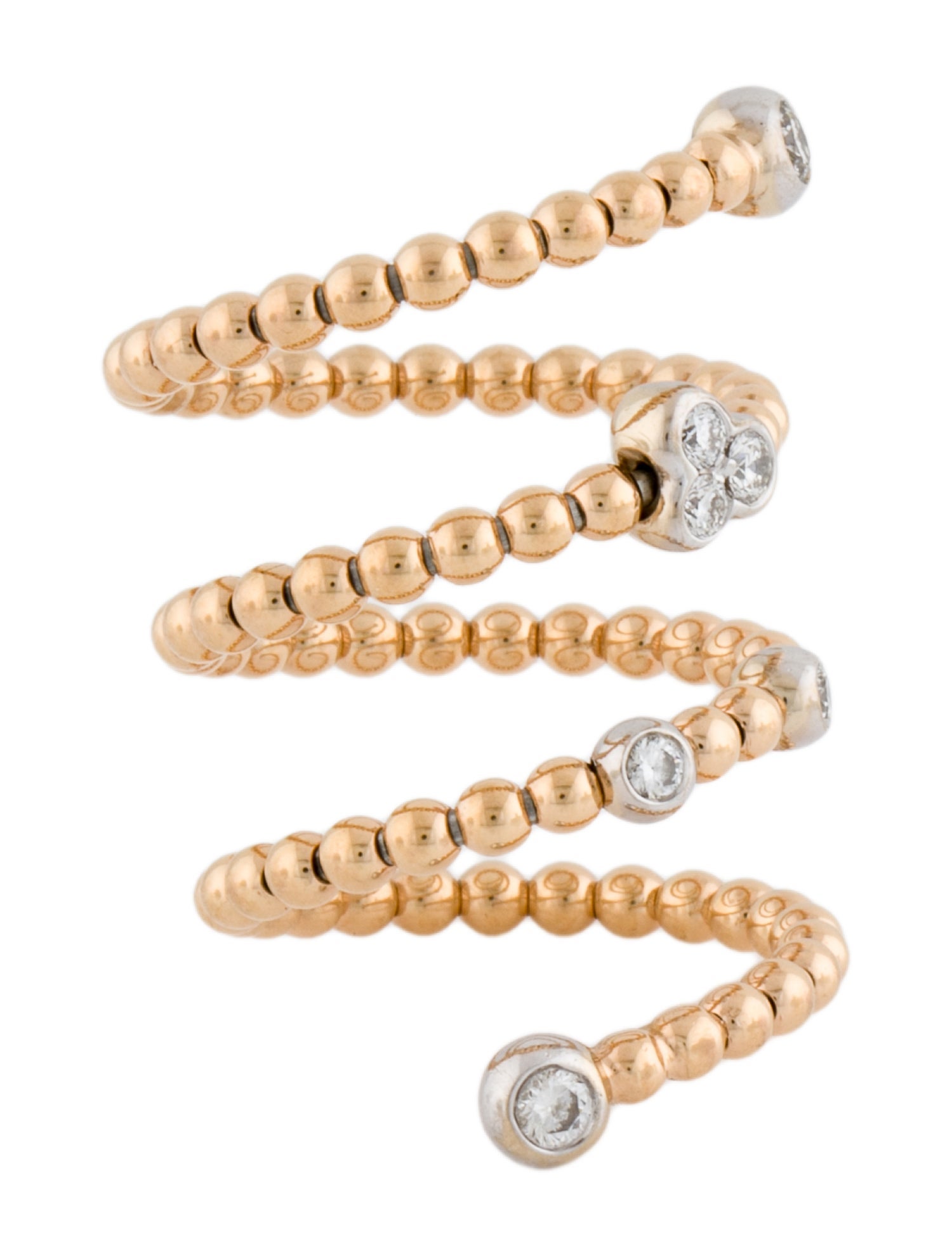 Ring 18K Diamond Four Row Spiral Band