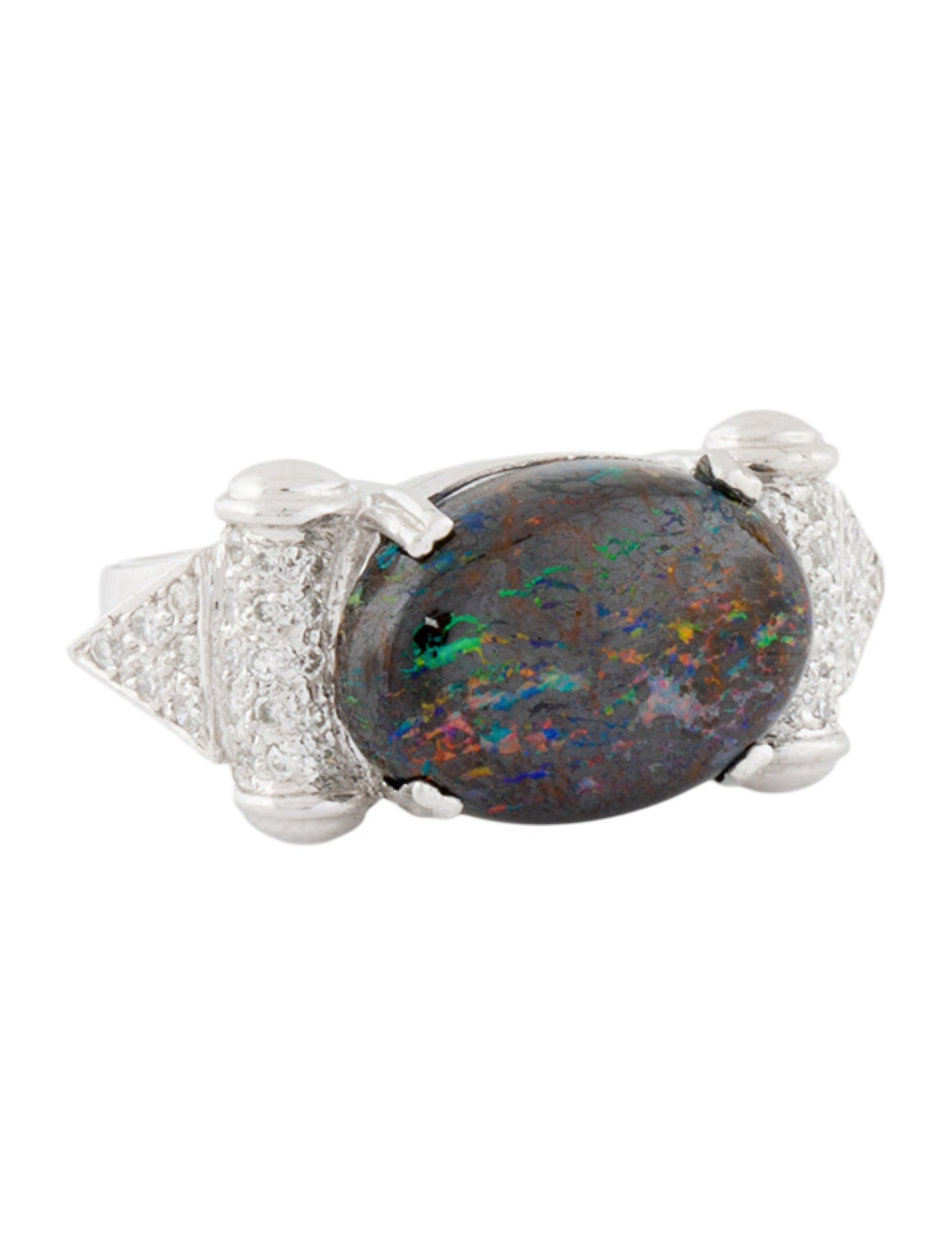 Ring Platinum Opal & Diamond Cocktail