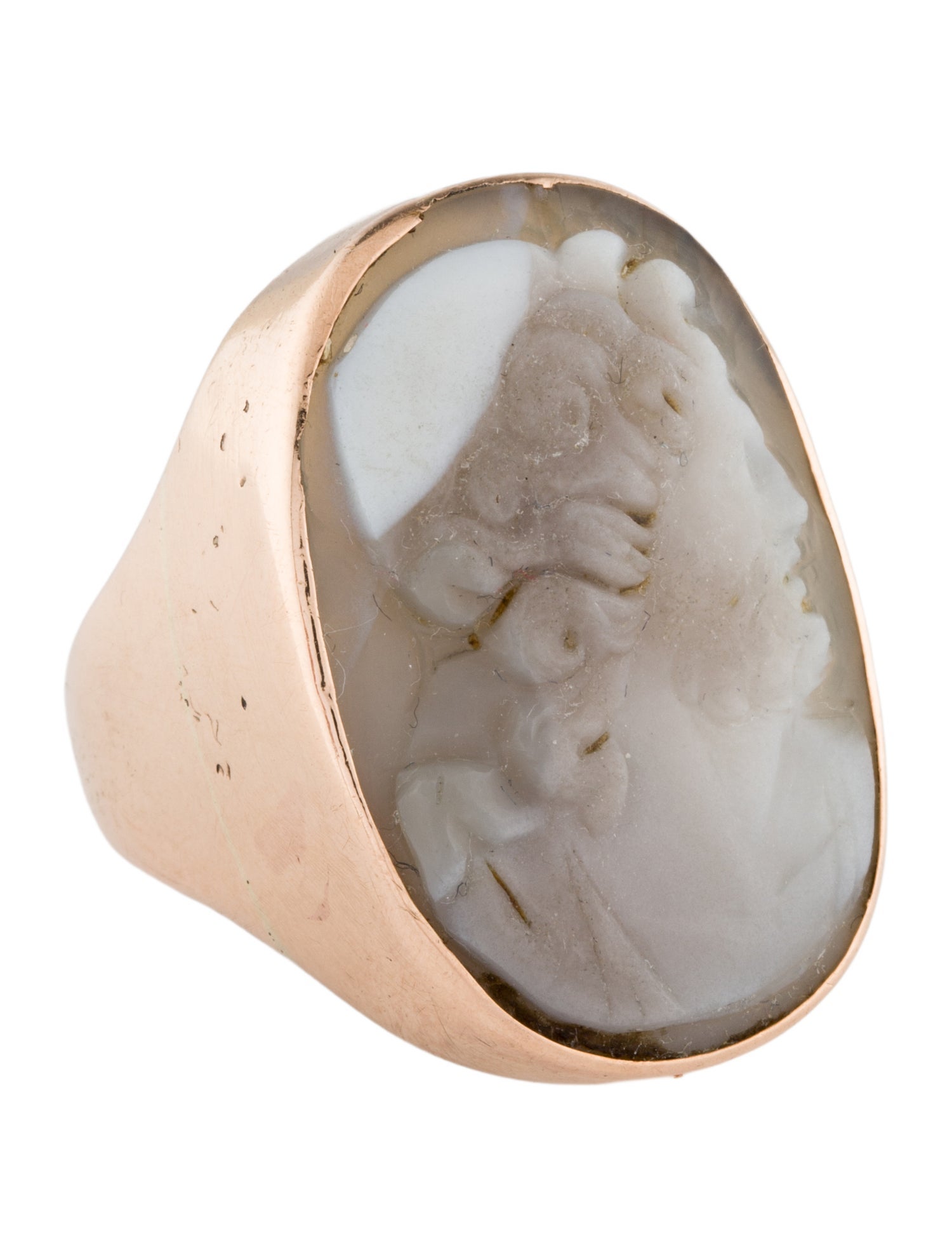 Ring 14K Chalcedony Cameo