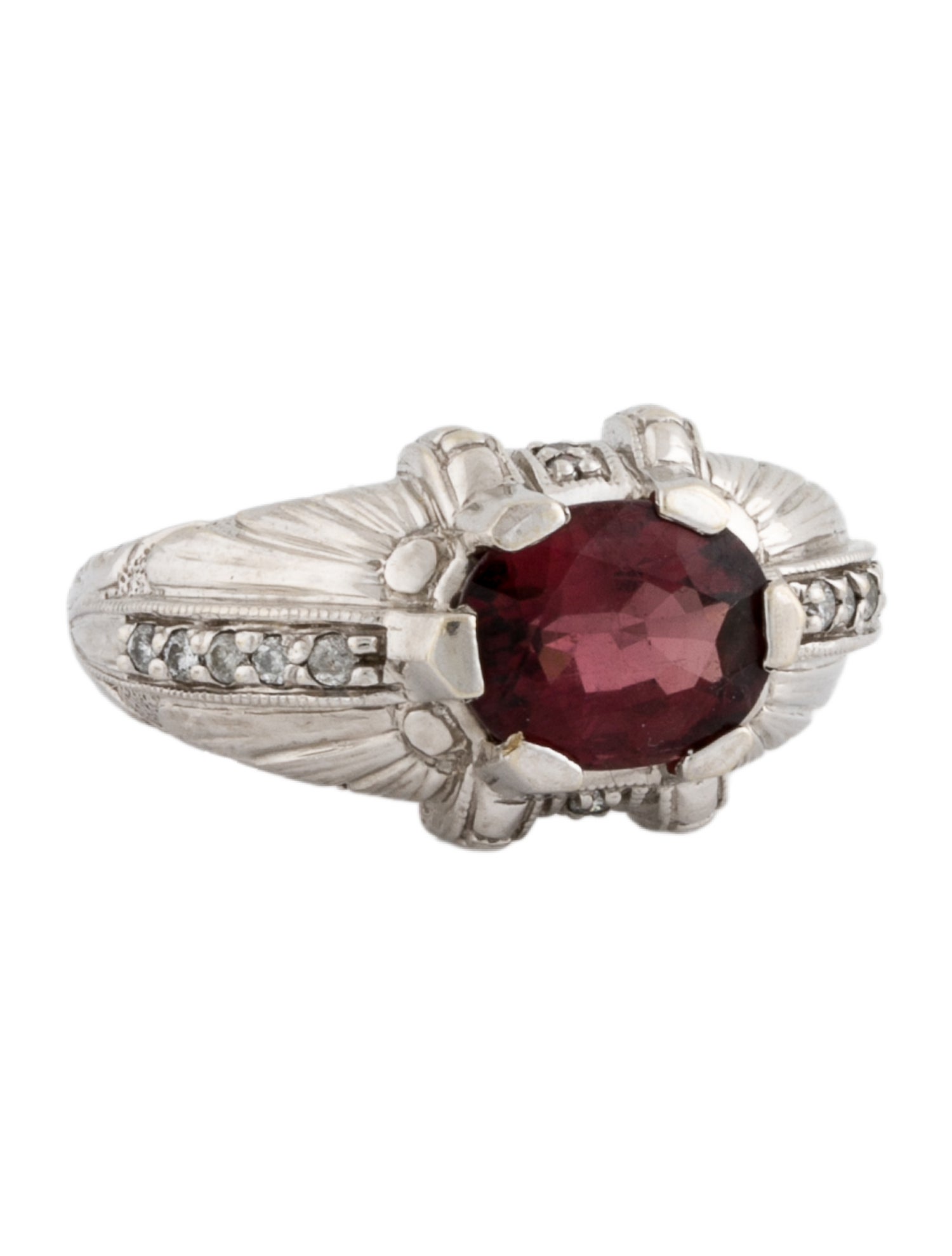 Ring 14K 3.11ct Tourmaline & Diamond Engraved Cocktail