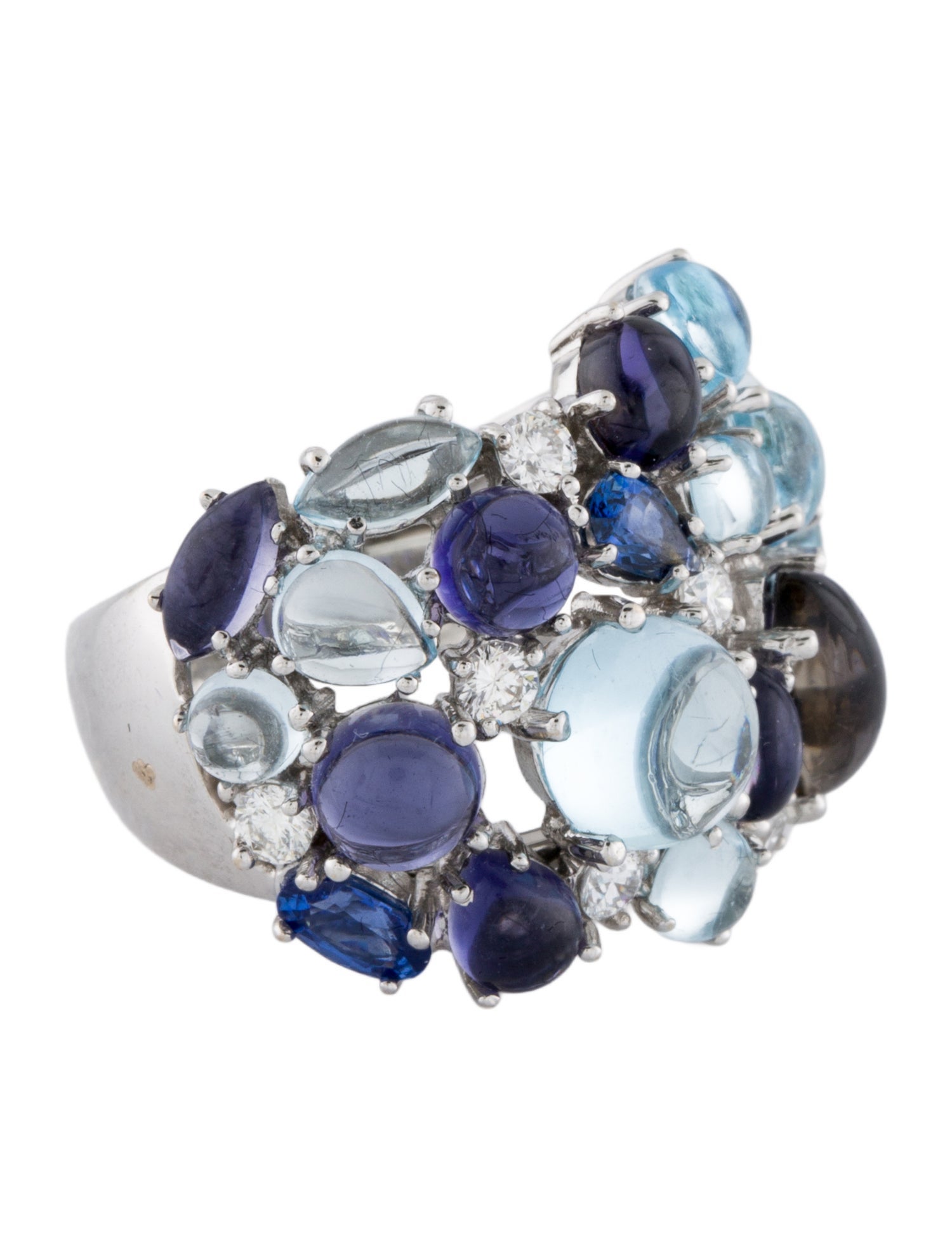 Ring 18K Sapphire, Topaz, Iolite, & Diamond Cocktail