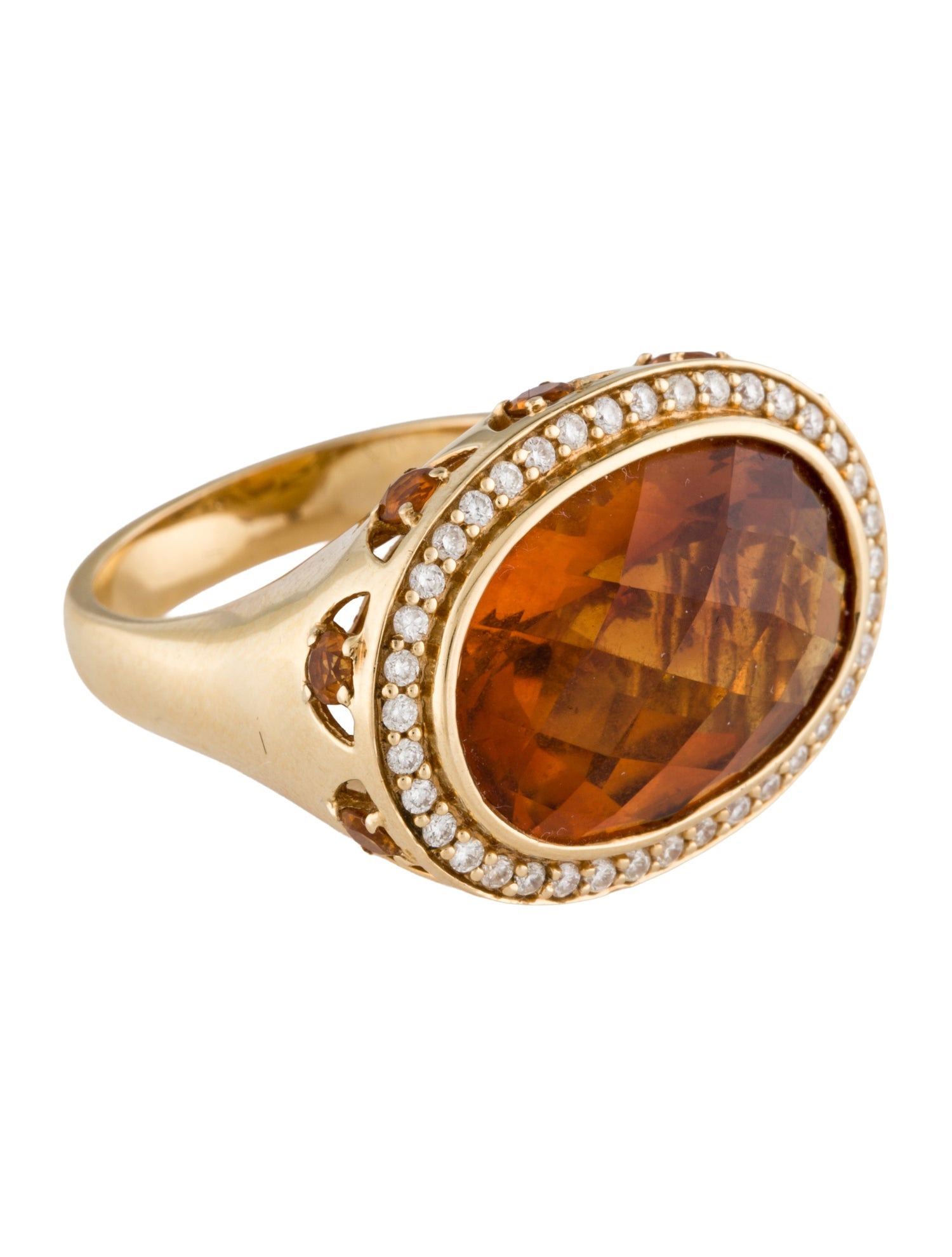 Ring 18K Citrine & Diamond Cocktail