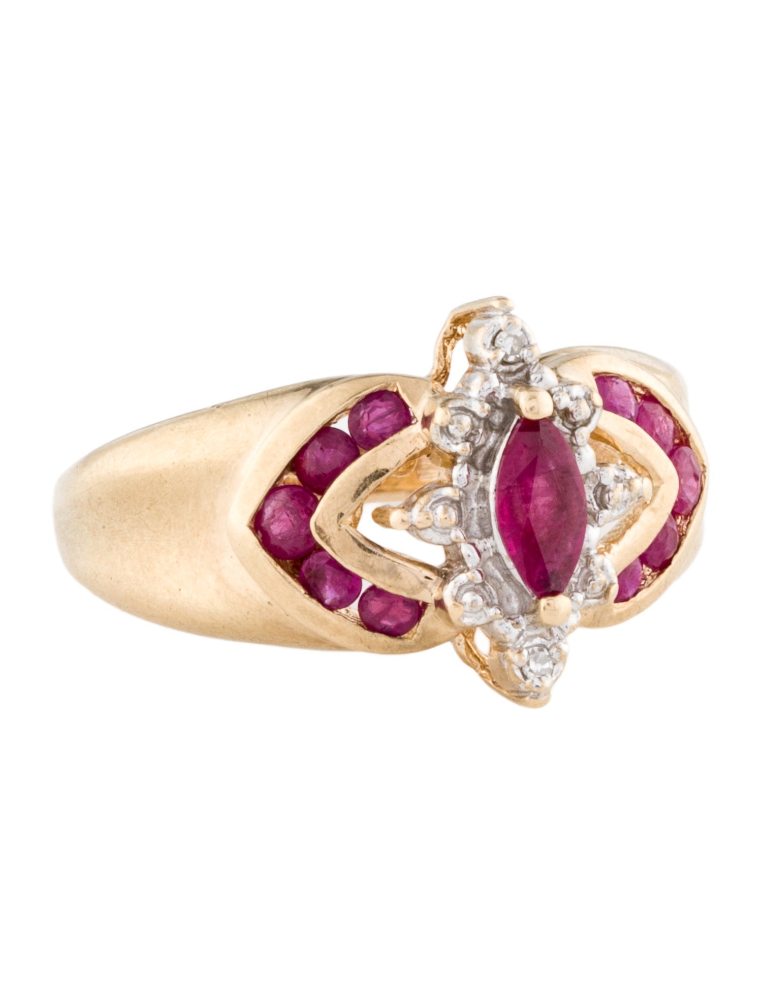 Ring 10K Ruby & Diamond Cocktail Ring
