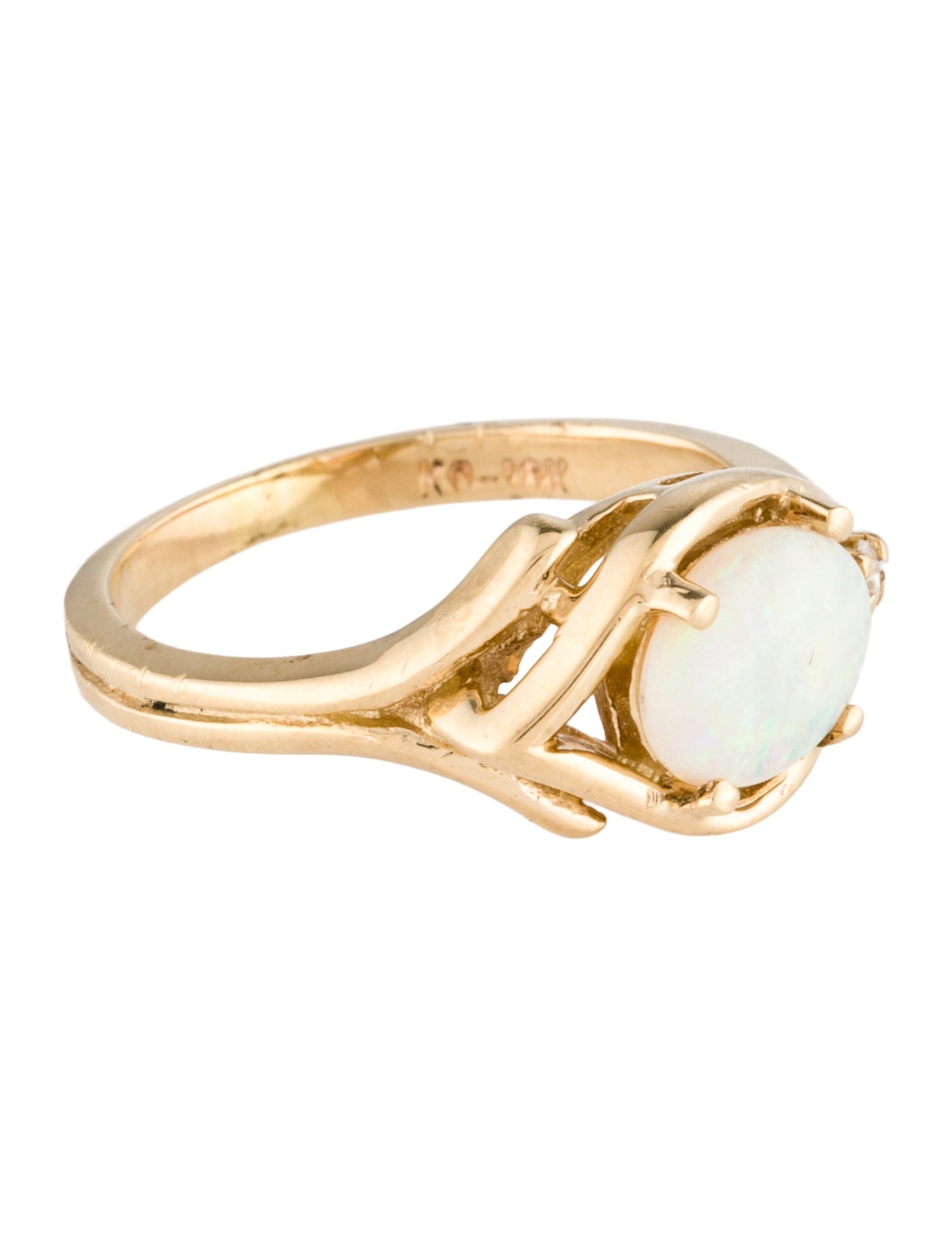 Ring 10K Opal & Diamond Cocktail Ring