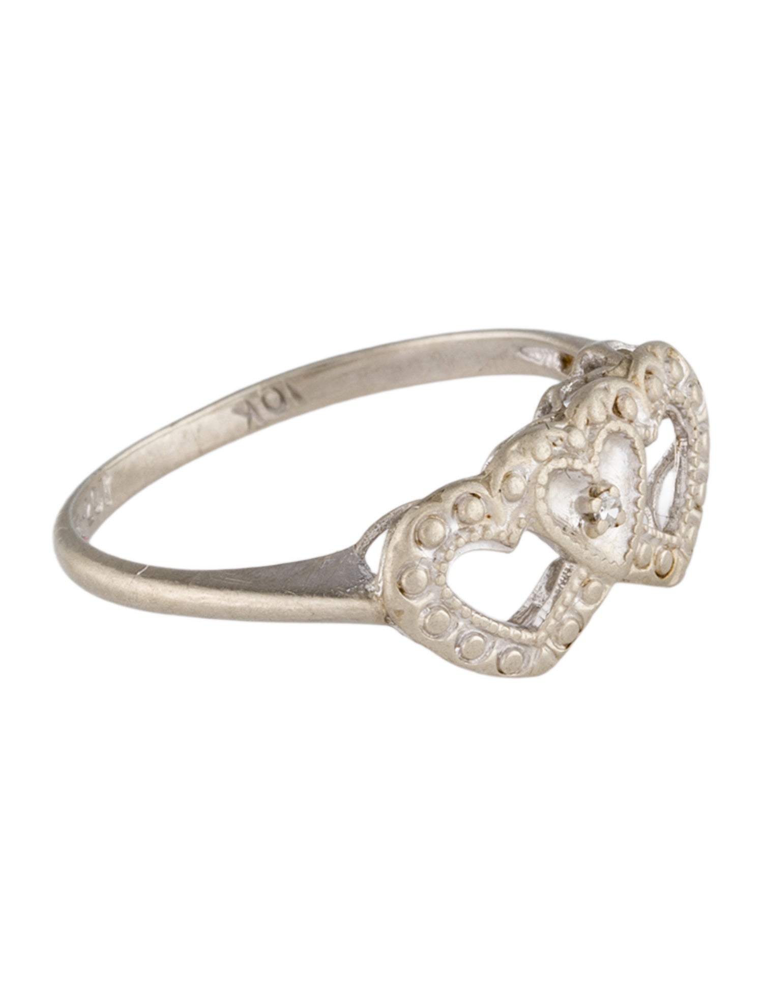 Ring 10K Diamond Double Heart Band